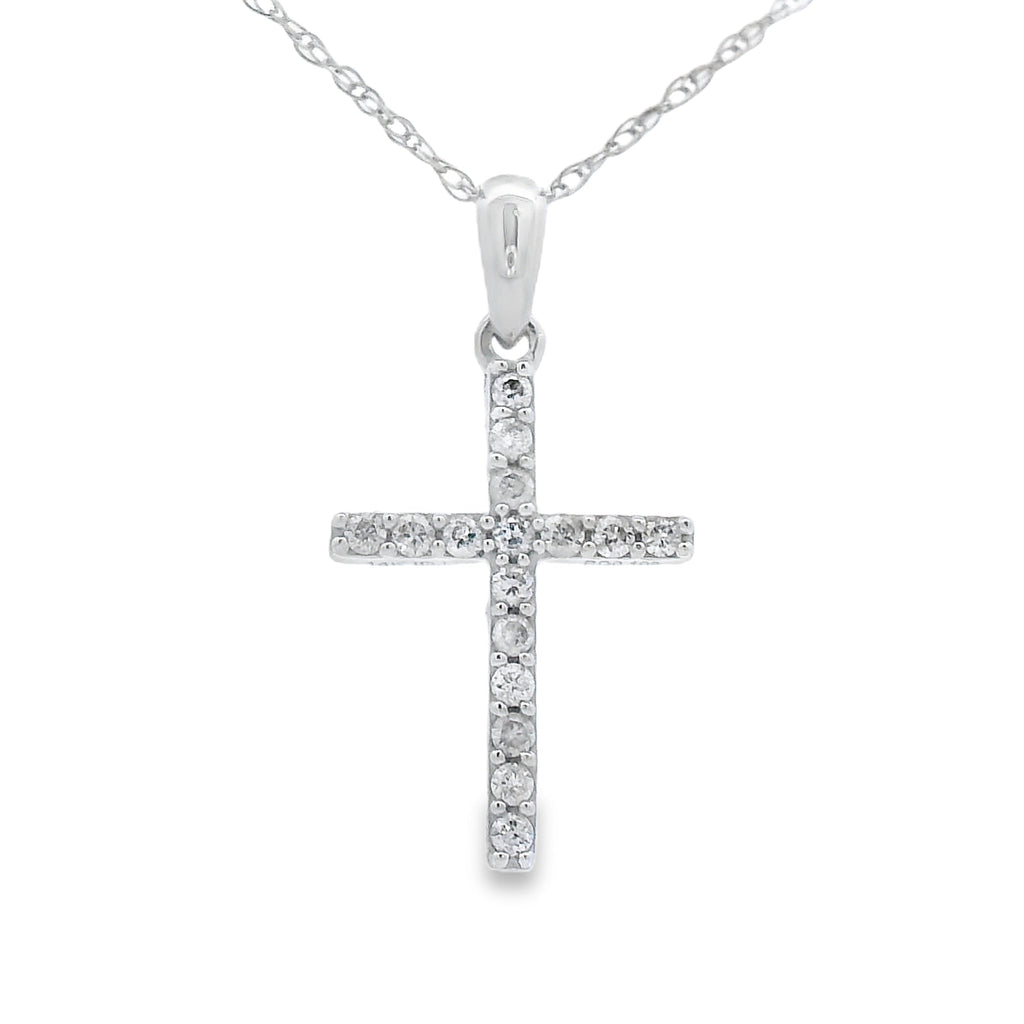 .11ct Diamond Cross Religious Pendant 14KT White Gold