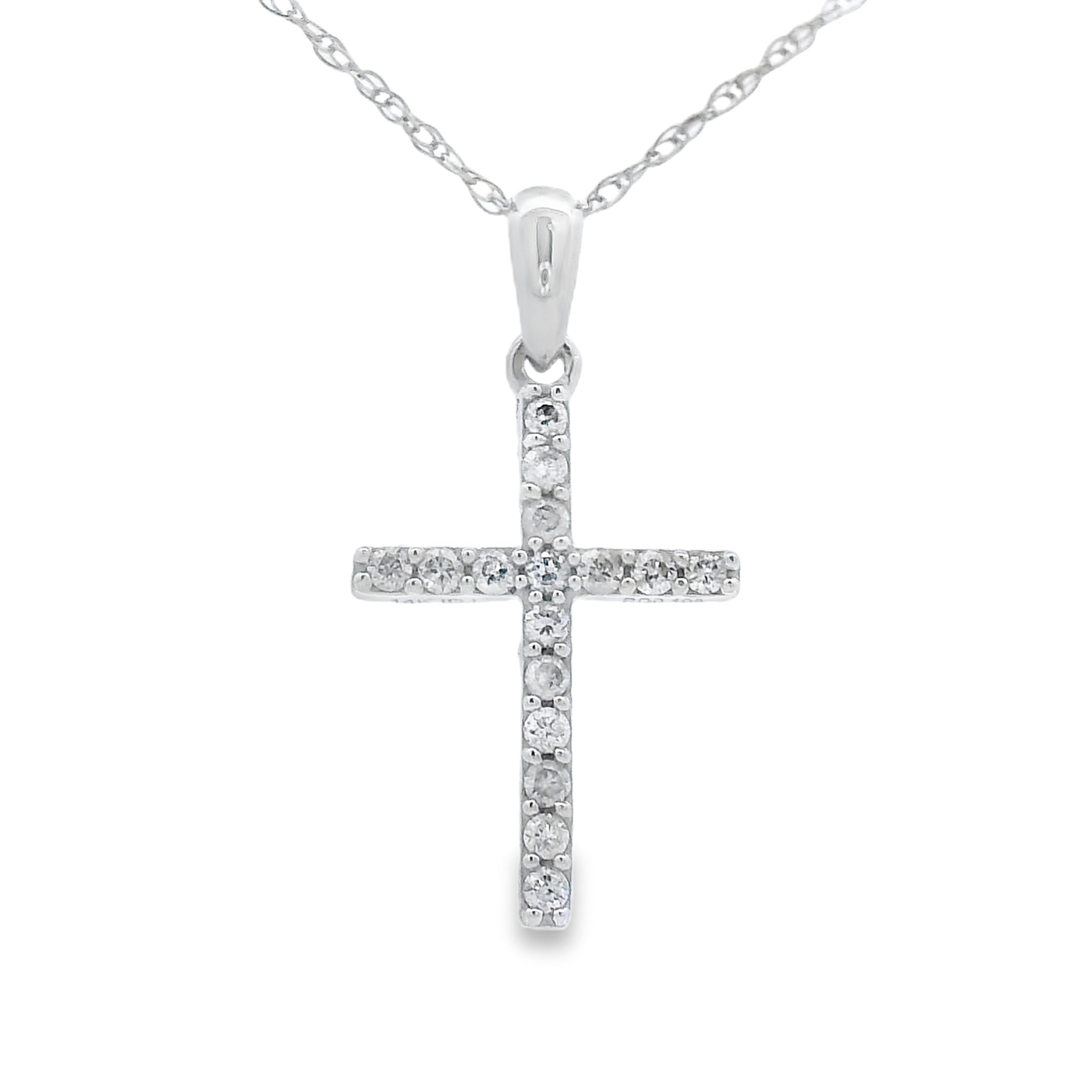 .11ct Diamond Cross Religious Pendant 14KT White Gold