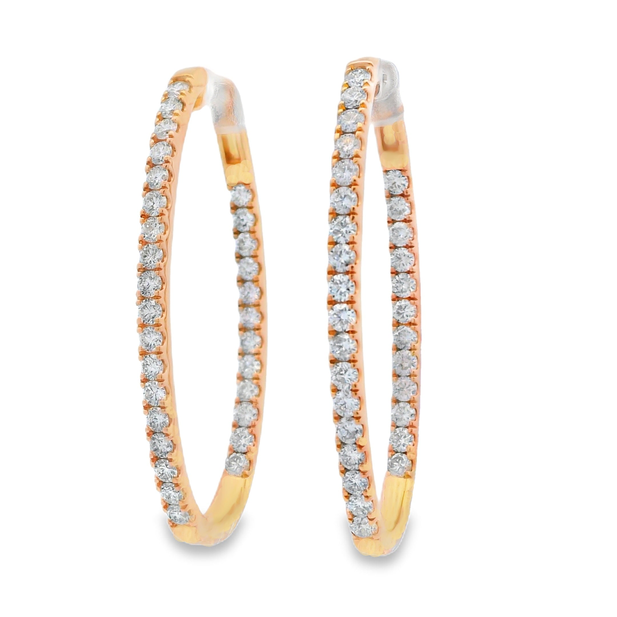 3.00ct Lab Grown Diamond Hoop Earrings 10KT Yellow Gold