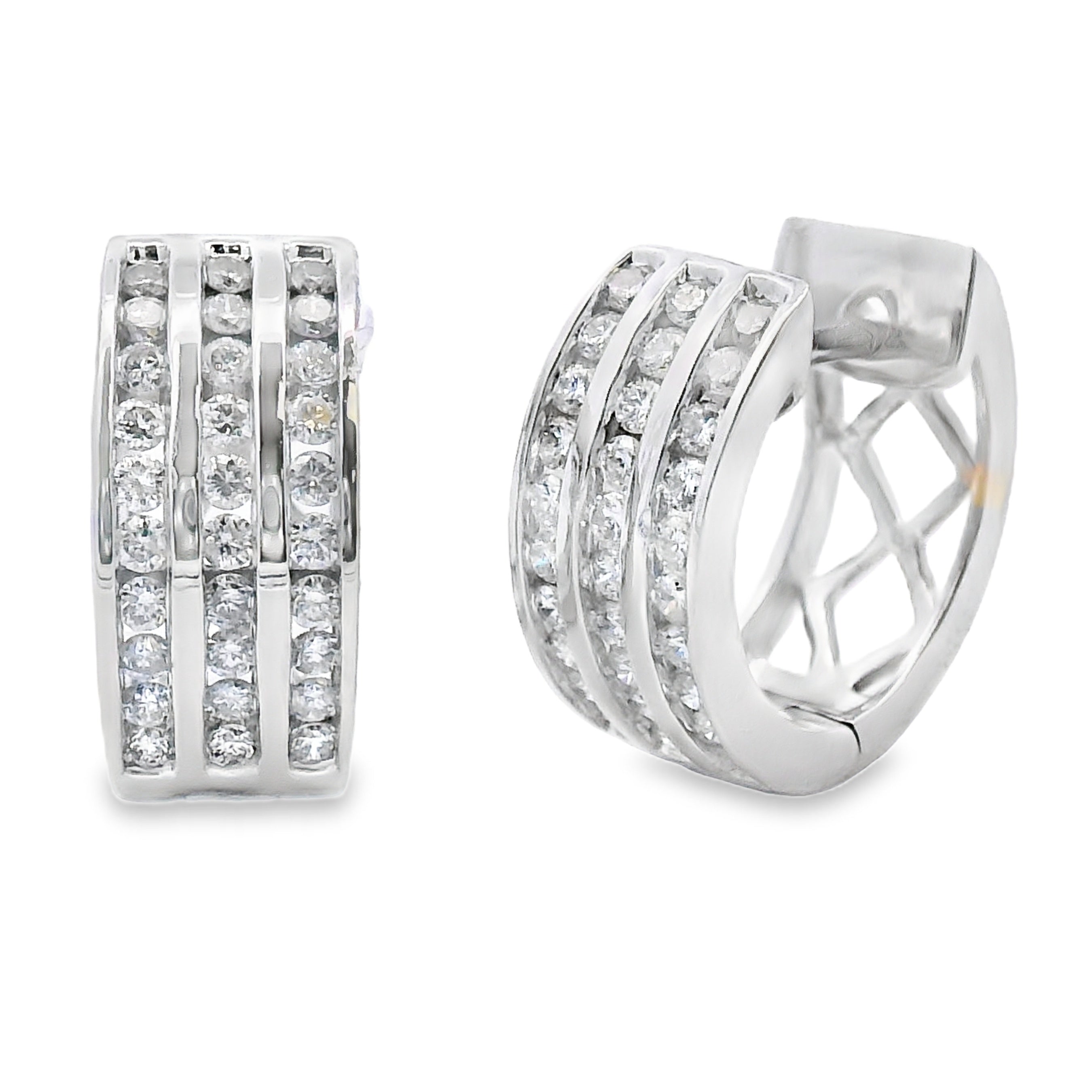 .50ct Diamond Hoop Earrings 14KT White Gold