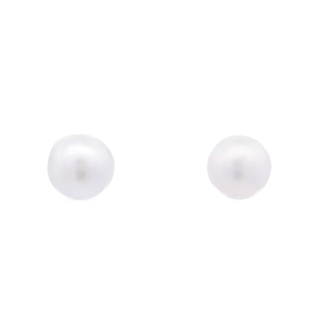 Natural FW Pearl Stud Earrings 10KT White Gold