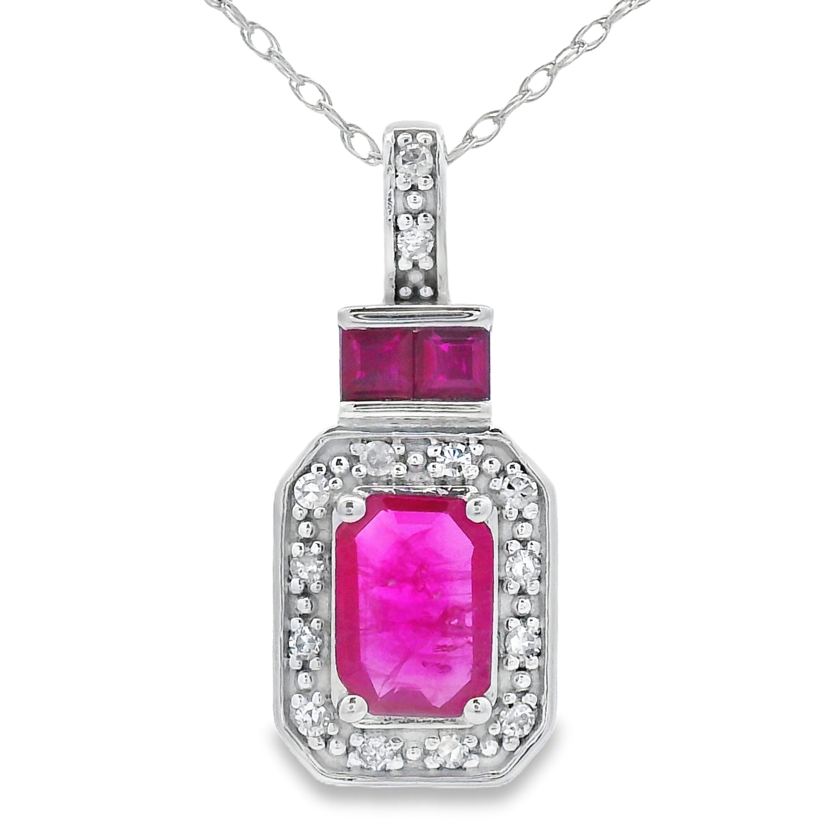.82ct Ruby Diamond Fashion Pendants 14KT White Gold