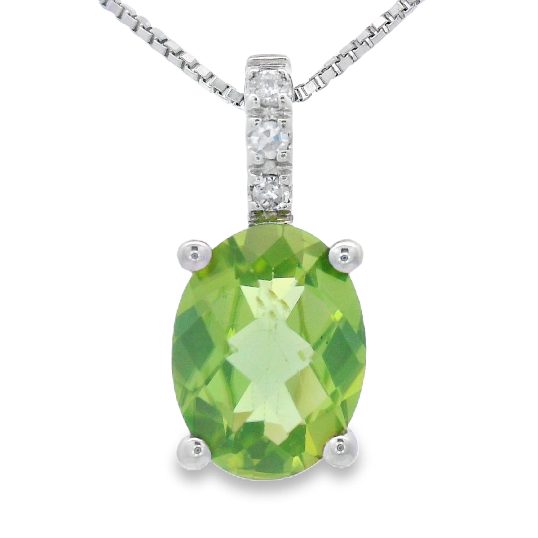 1.34ct Peridot Diamond Fashion Pendants 10KT White Gold