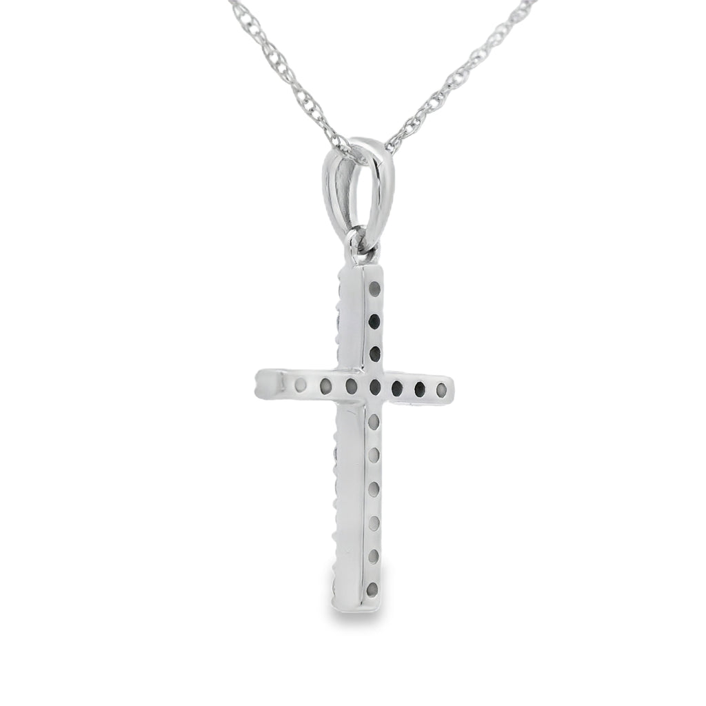 .13ct Diamond Cross Religious Pendant 14KT White Gold