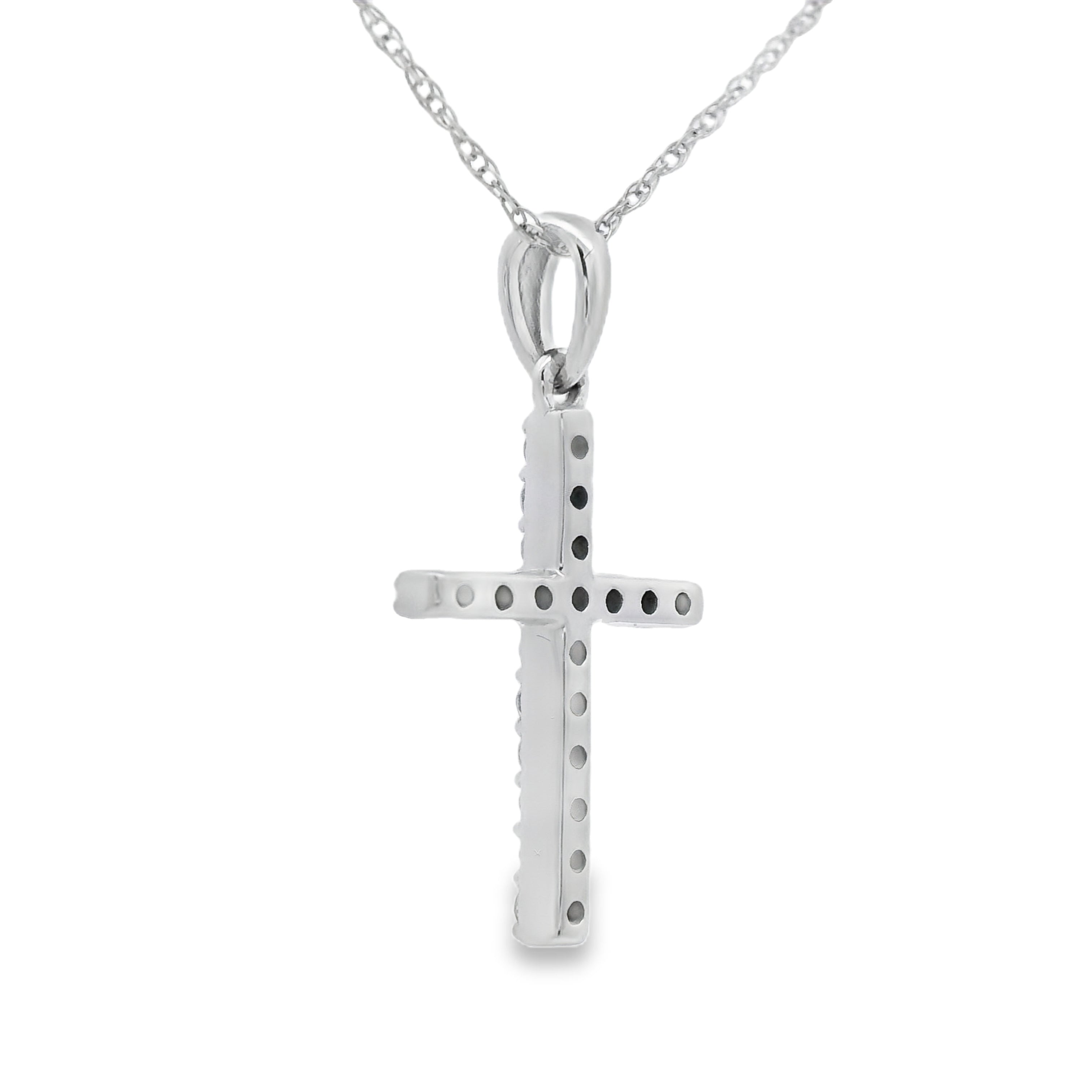 .13ct Diamond Cross Religious Pendant 14KT White Gold