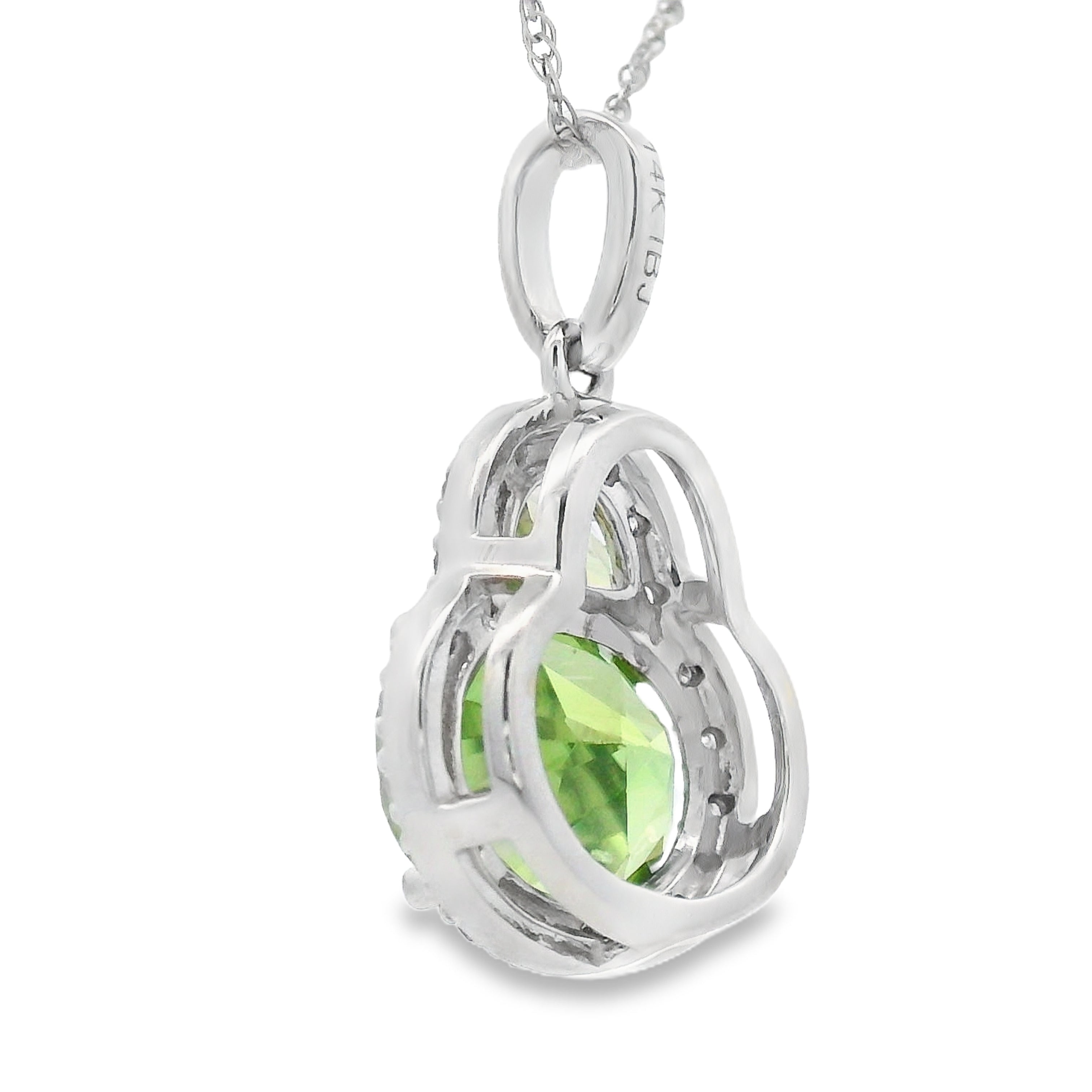 2.29ct Peridot Diamond Fashion Pendants 14KT White Gold
