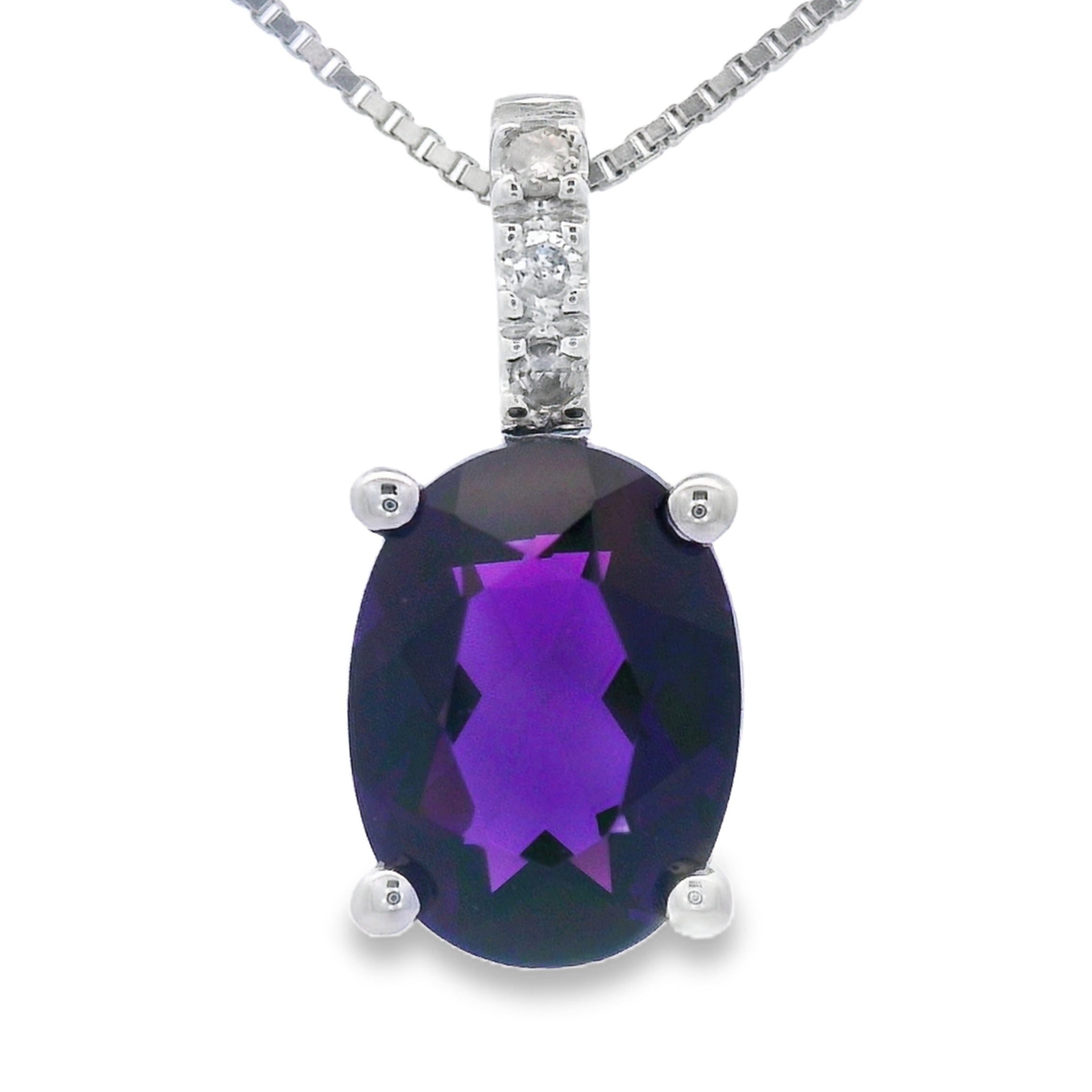Amethyst Diamond Fashion Pendants 10KT White Gold