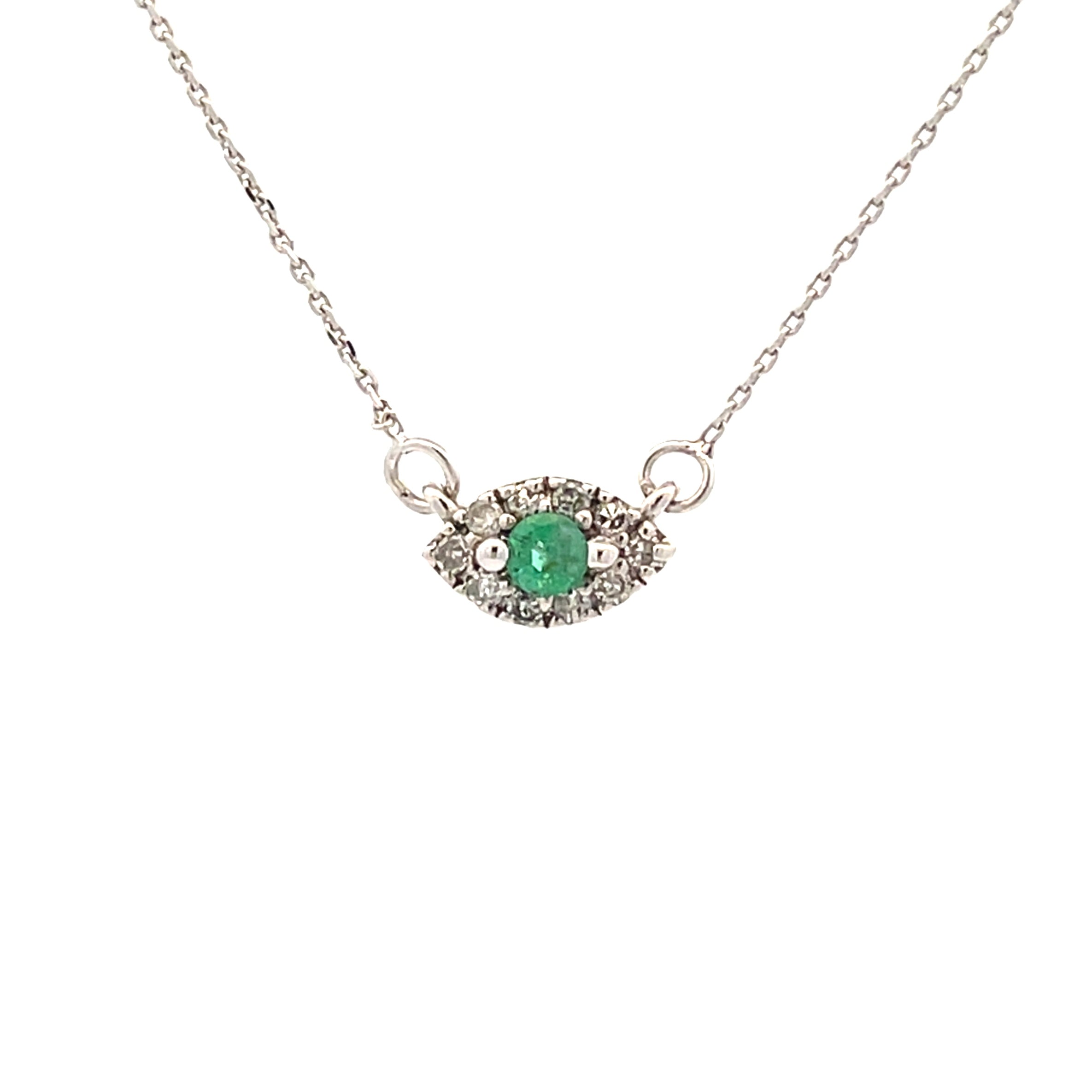 .12ct Emerald Diamond Fashion Pendants 14KT White Gold