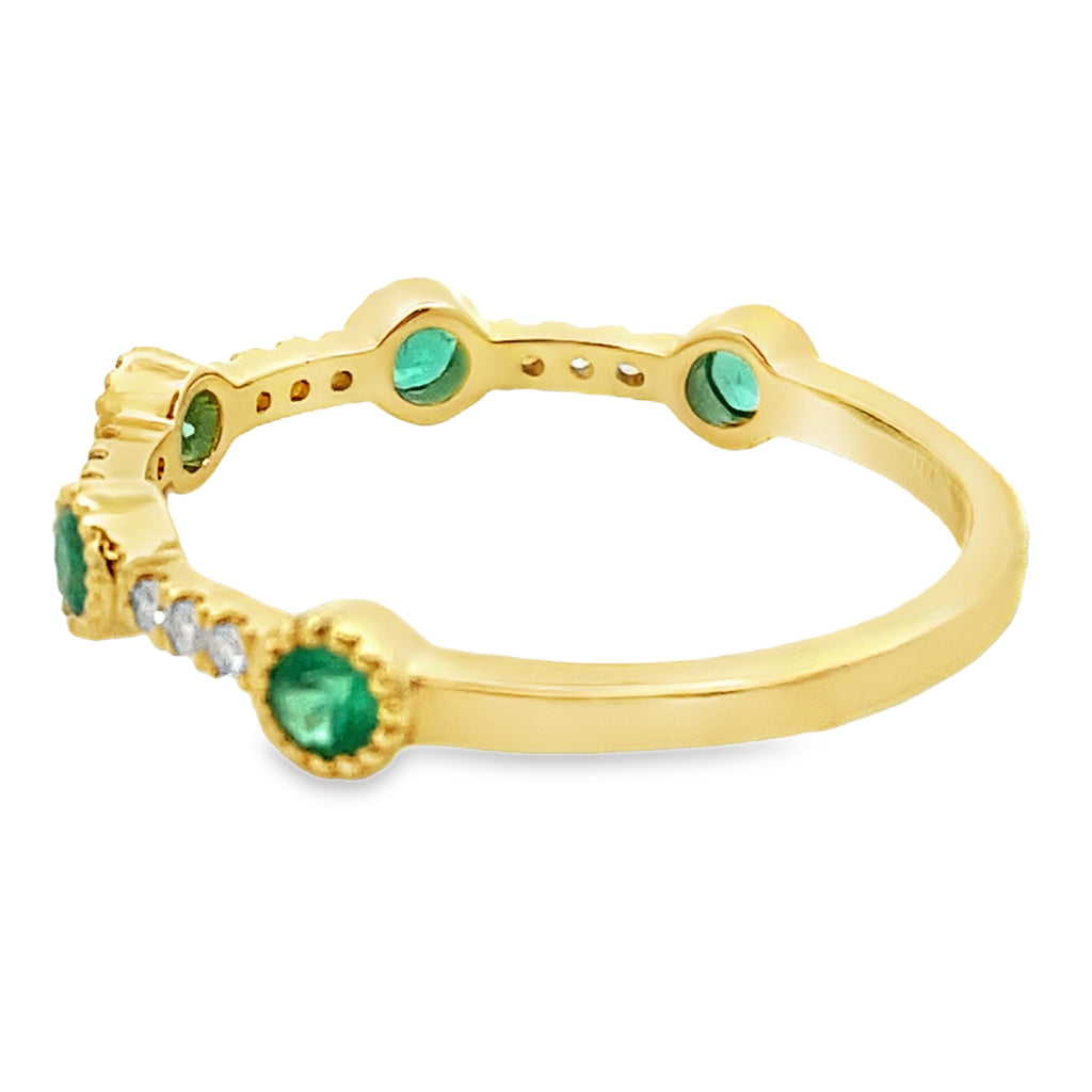 Emerald Diamond stackable band set 14KT Yellow Gold
