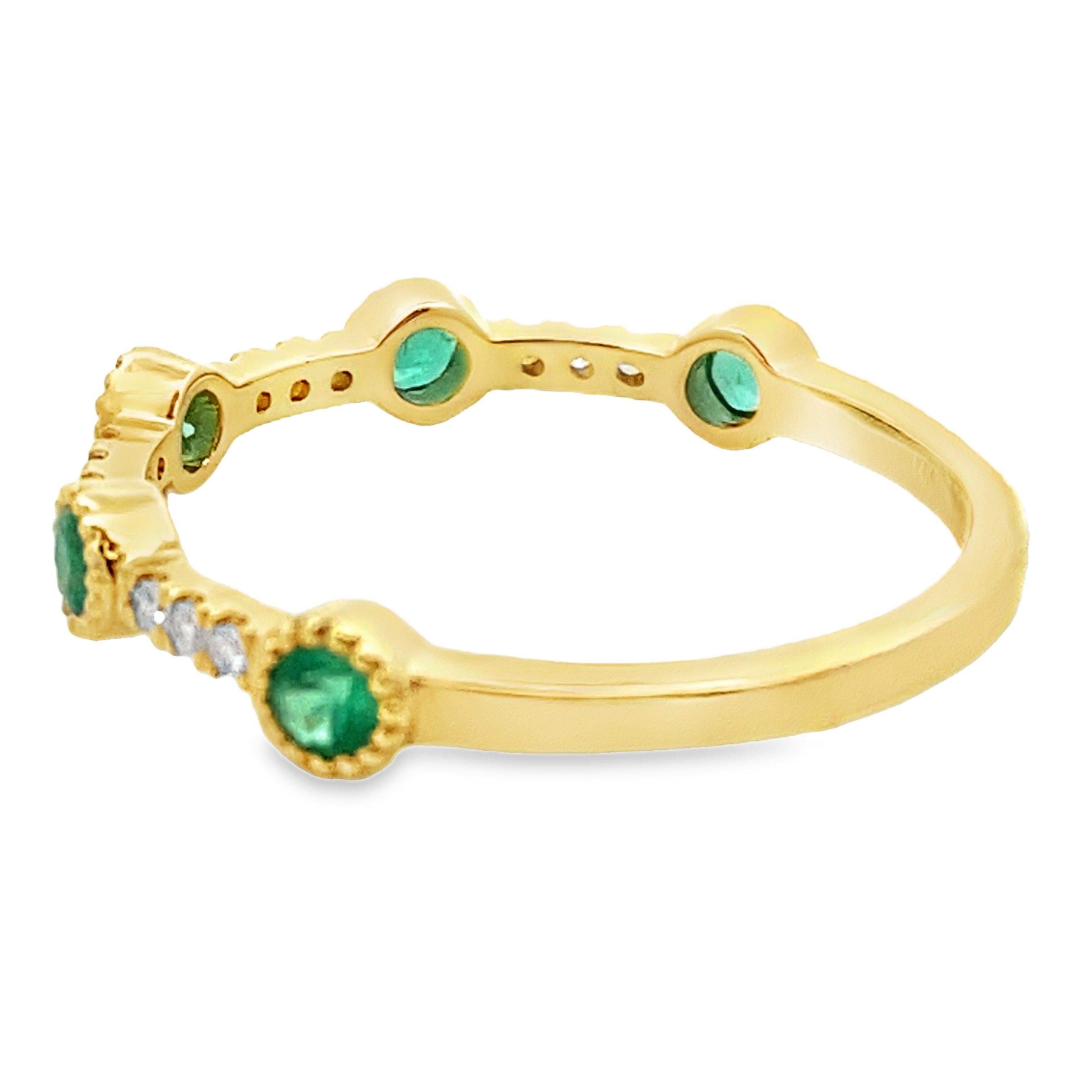 Emerald Diamond stackable band set 14KT Yellow Gold