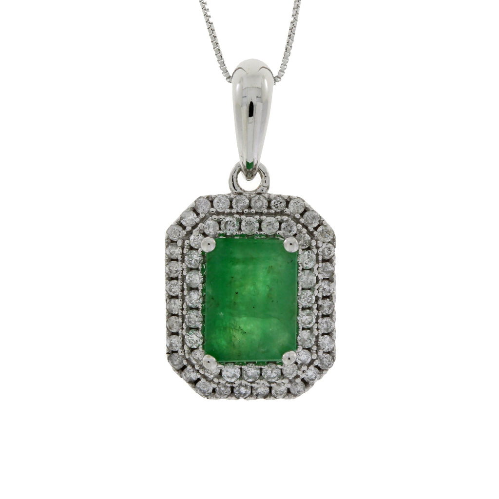 1.08ct Emerald Diamond Fashion Pendants 14KT White Gold