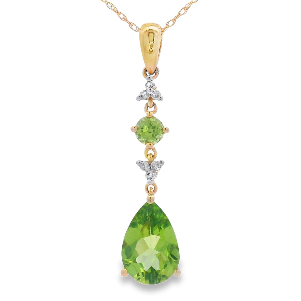Peridot Diamond Fashion Pendants 10KT Yellow Gold