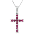 .29ct Ruby Cross Religious Pendant 14KT White Gold