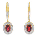 1.41ct Garnet Diamond Dangle Earrings 10KT Yellow Gold