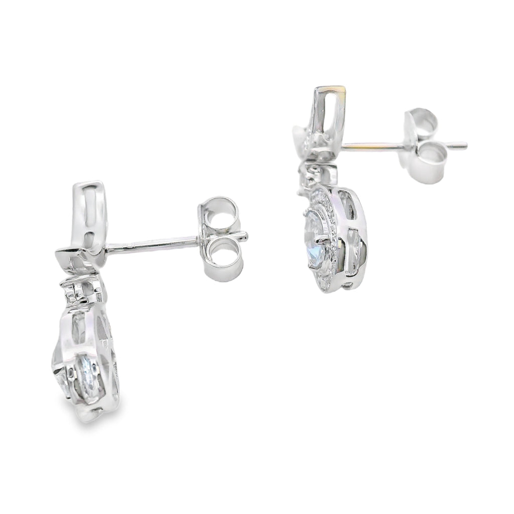 Aquamarine Diamond Dangle Earrings 10KT White Gold