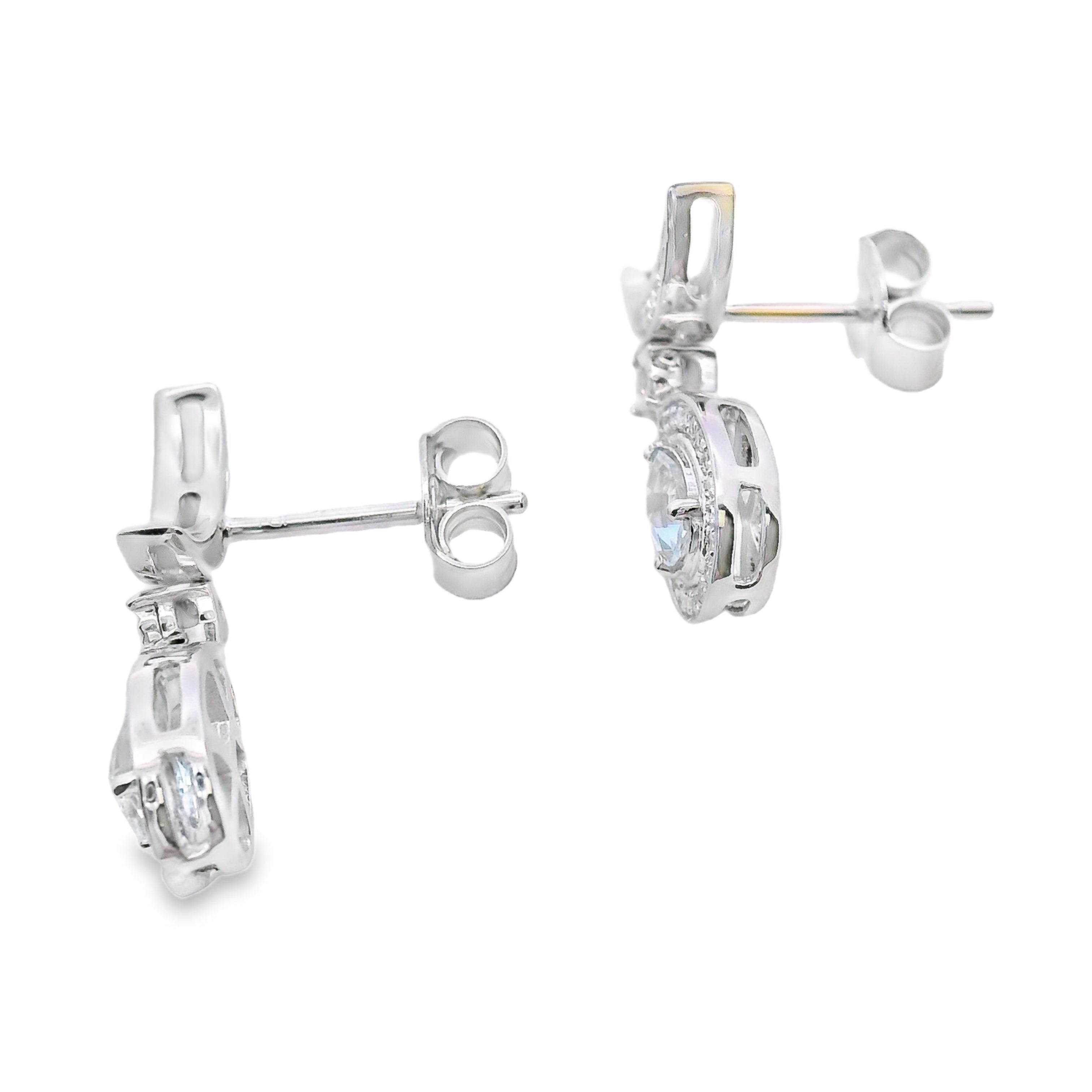Aquamarine Diamond Dangle Earrings 10KT White Gold