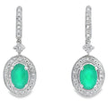 Chalcedony Diamond Dangle Earrings 10KT White Gold