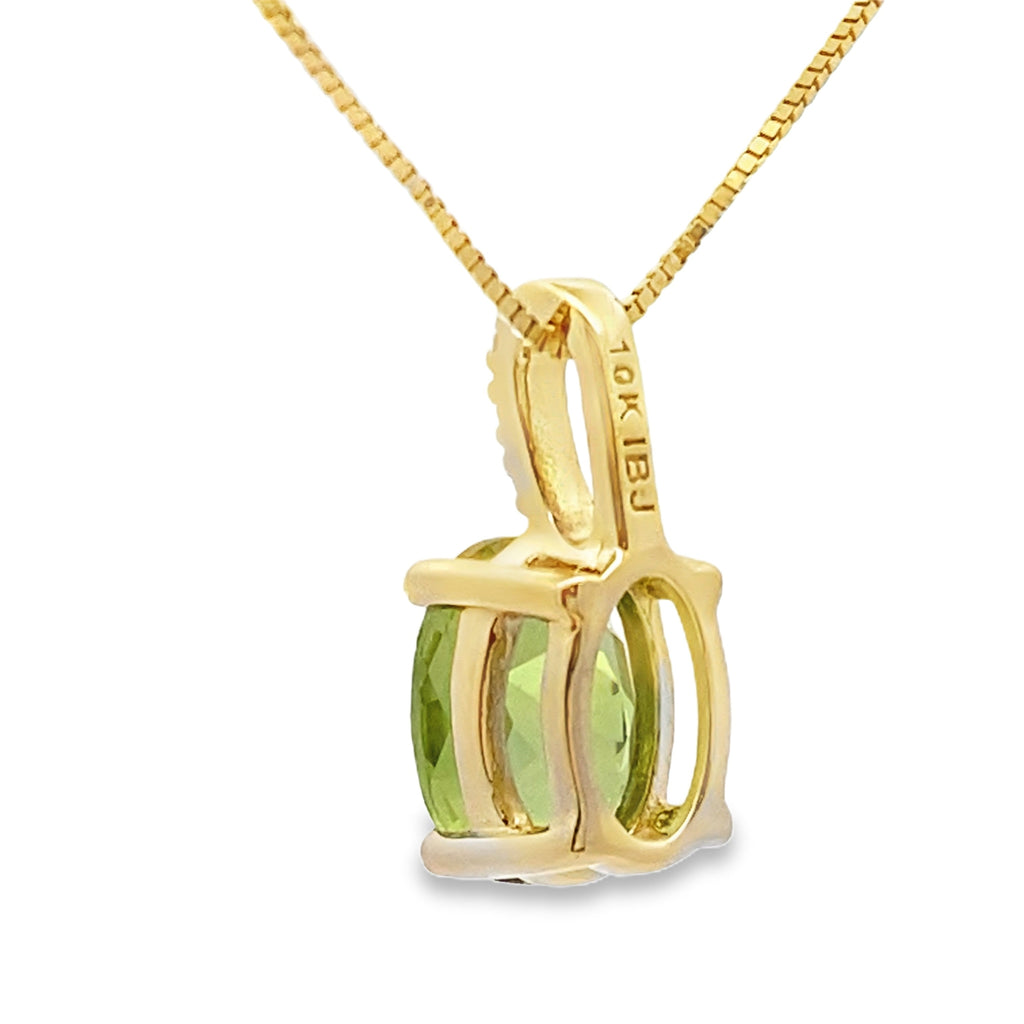 Peridot Diamond Fashion Pendants 10KT Yellow Gold