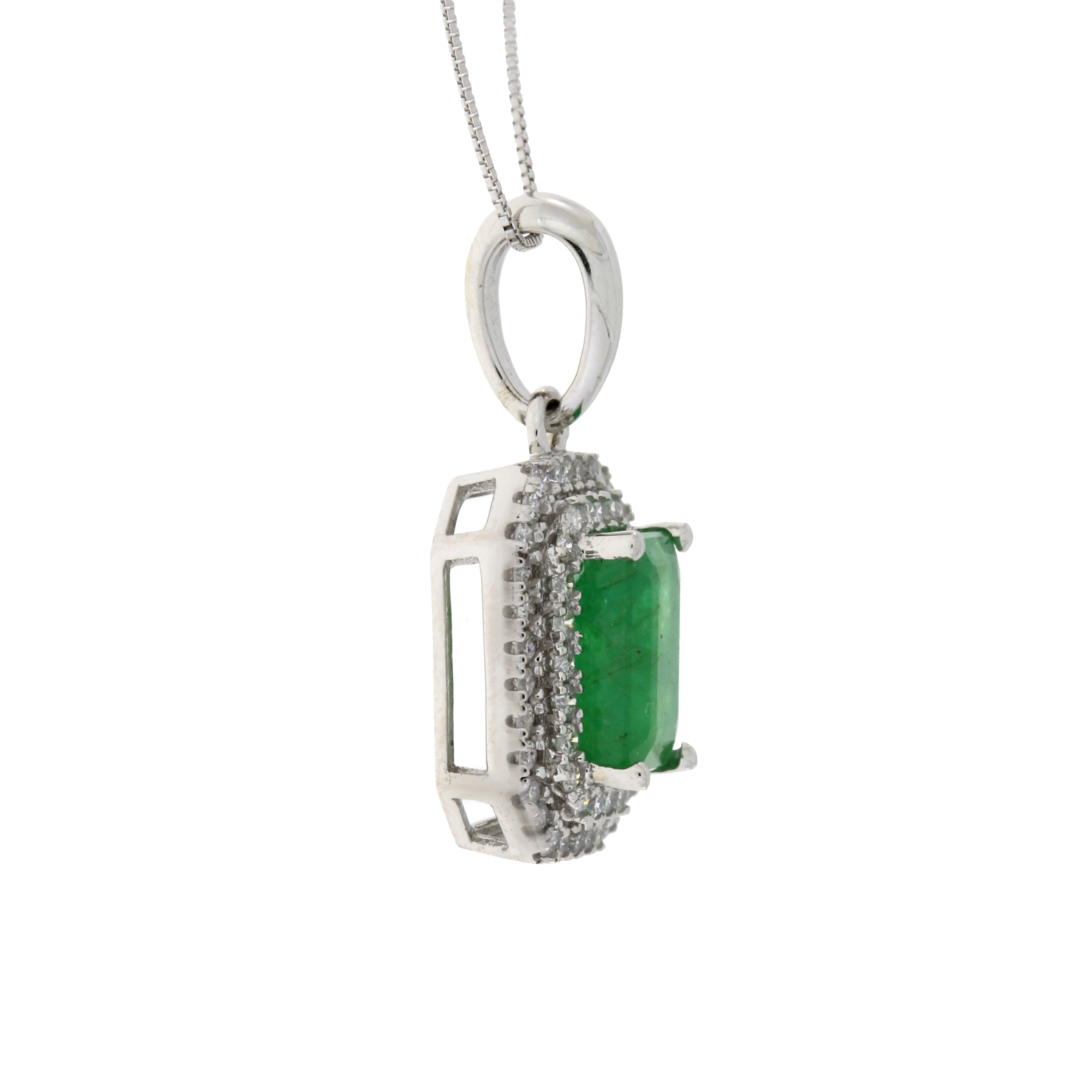 1.08ct Emerald Diamond Fashion Pendants 14KT White Gold