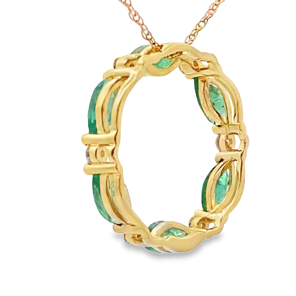 Emerald Diamond Circle of Love Pendant 10KT Yellow Gold