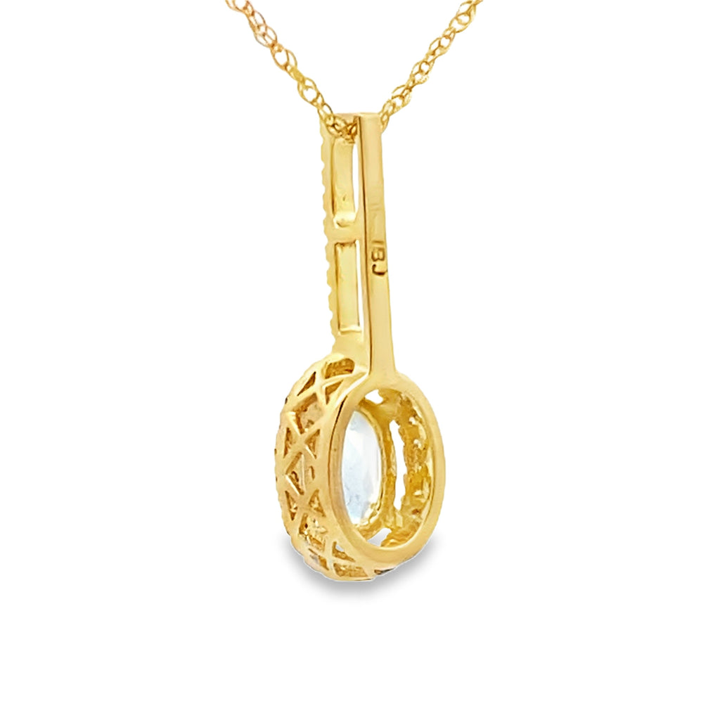 Aquamarine Diamond Fashion Pendants 10KT Yellow Gold