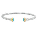 Turquoise Bangle Bracelet Sterling Silver 18KT Gold