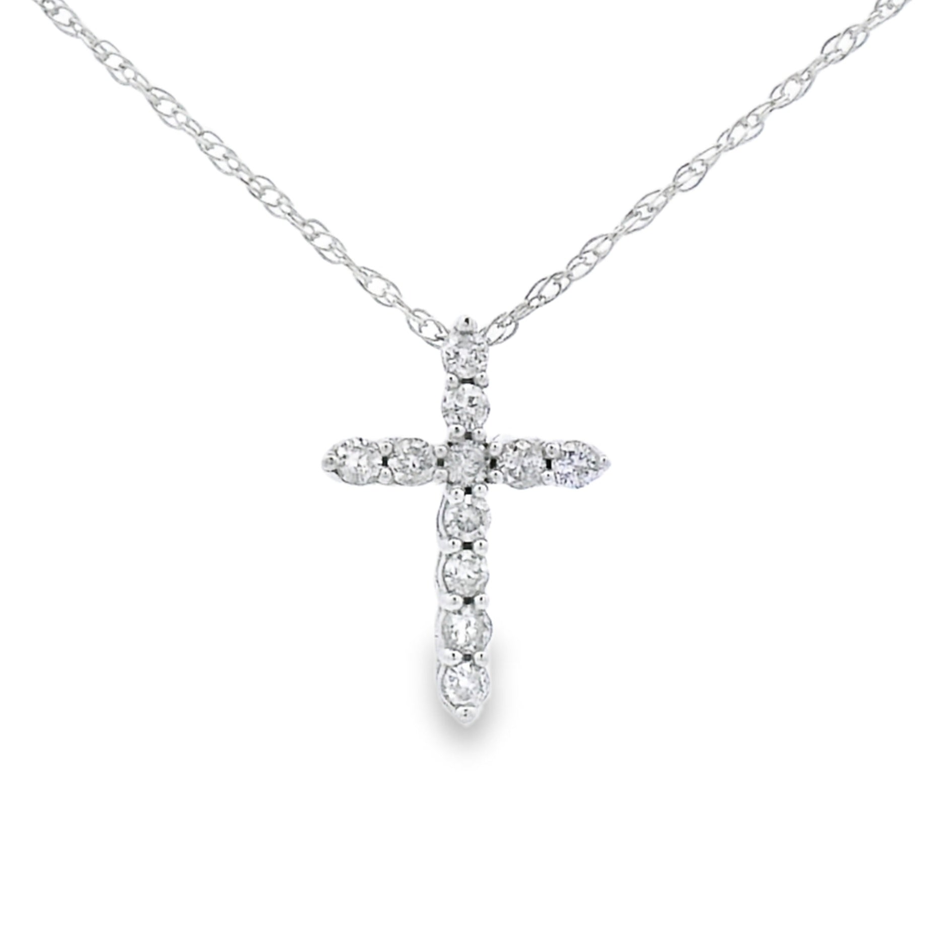 .11ct Diamond Cross Religious Pendant 14KT White Gold