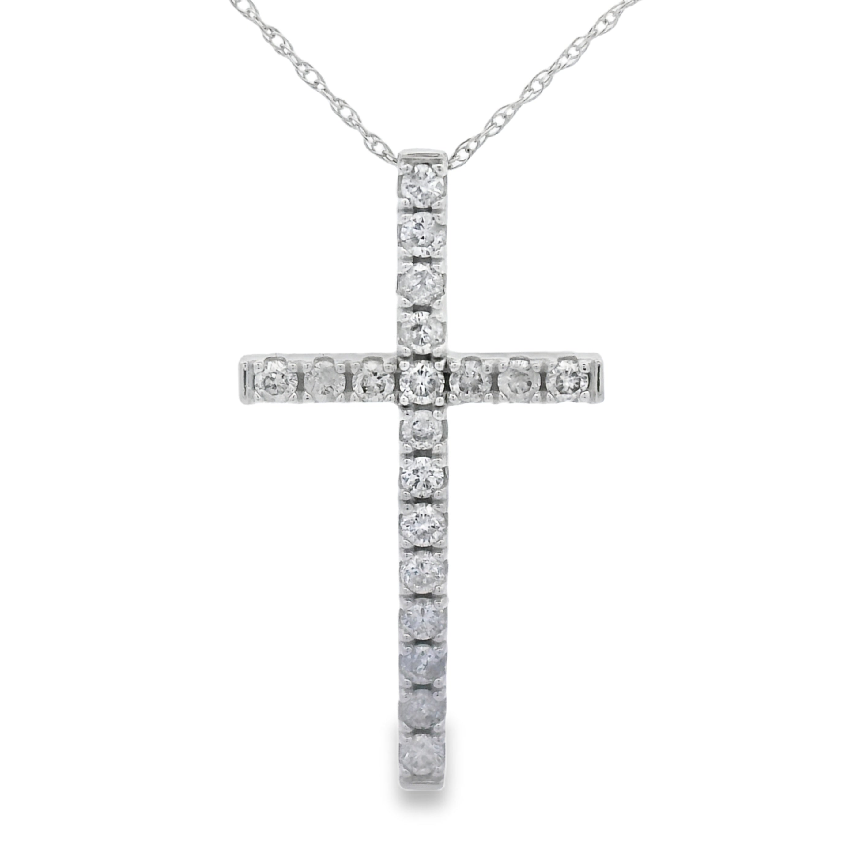 .50ct Diamond Cross Religious Pendant 14KT White Gold