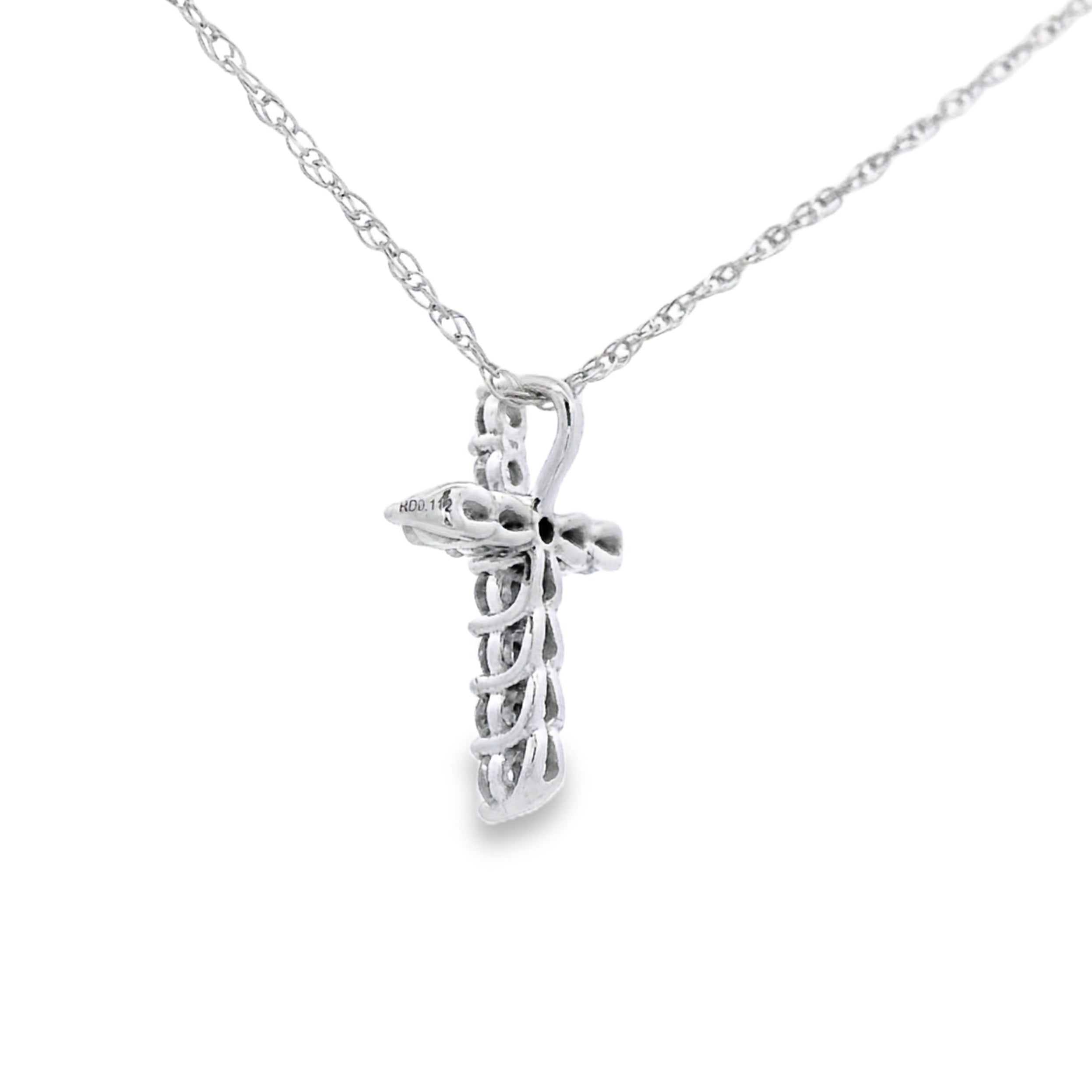 .11ct Diamond Cross Religious Pendant 14KT White Gold