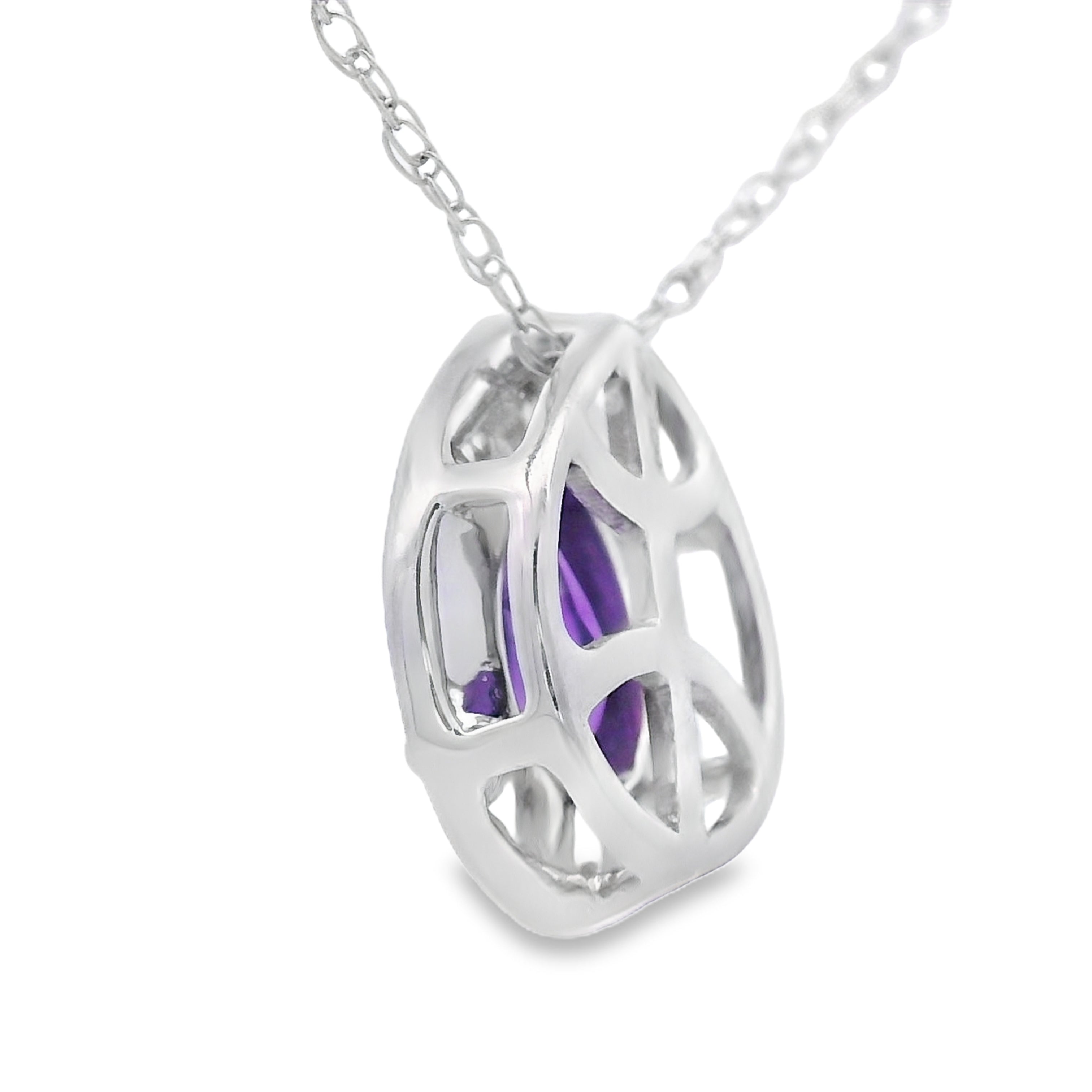 .37ct Amethyst Diamond Fashion Pendants 10KT White Gold