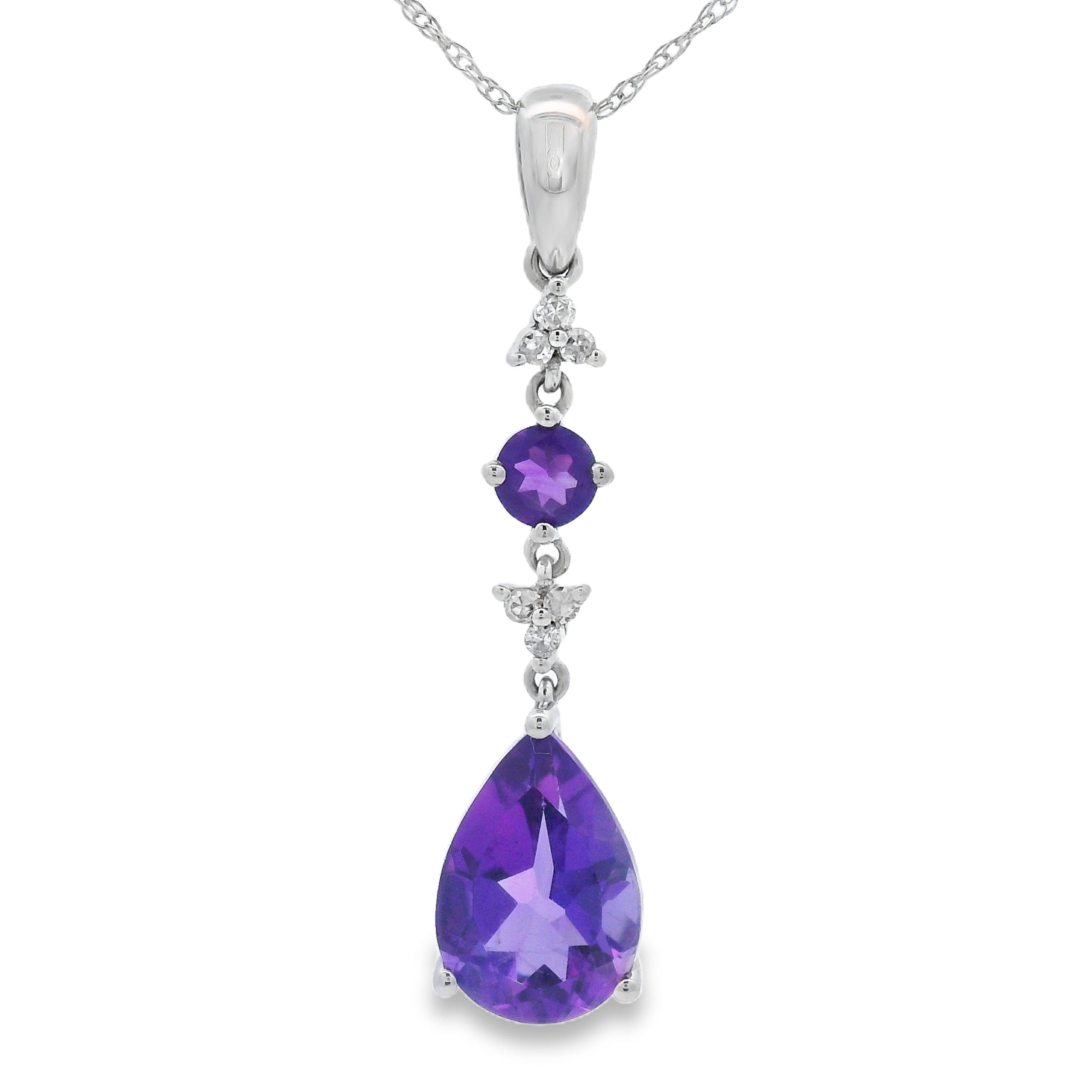 Amethyst Diamond Fashion Pendants 10KT White Gold