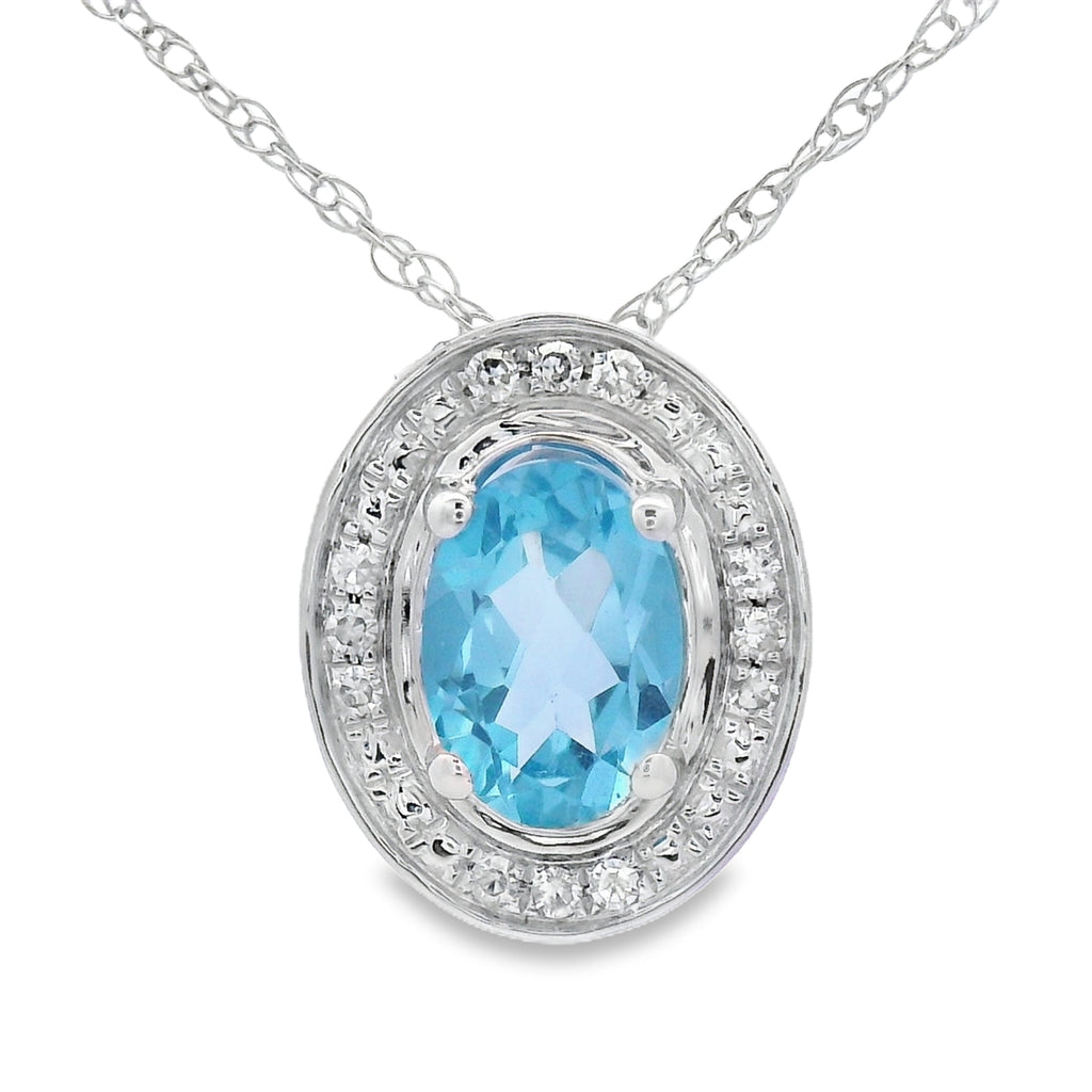 Blue Topaz Diamond Fashion Pendants 10KT White Gold