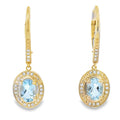 Aquamarine Diamond Dangle Earrings 10KT Yellow Gold