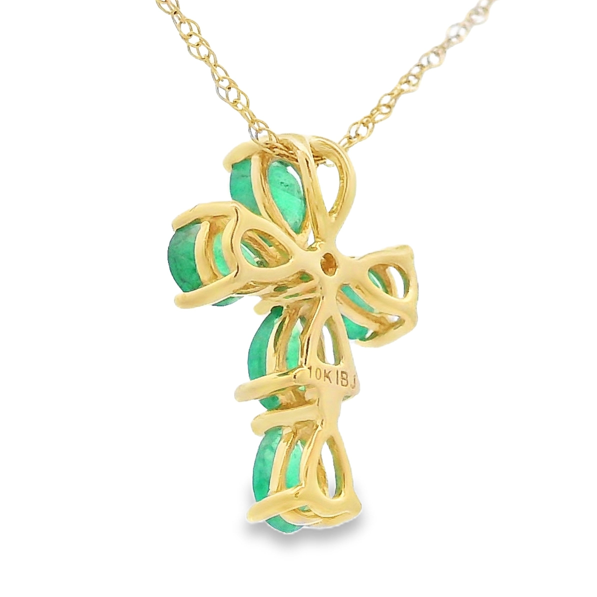 .52ct Emerald Cross Religious Pendant 10KT Yellow Gold