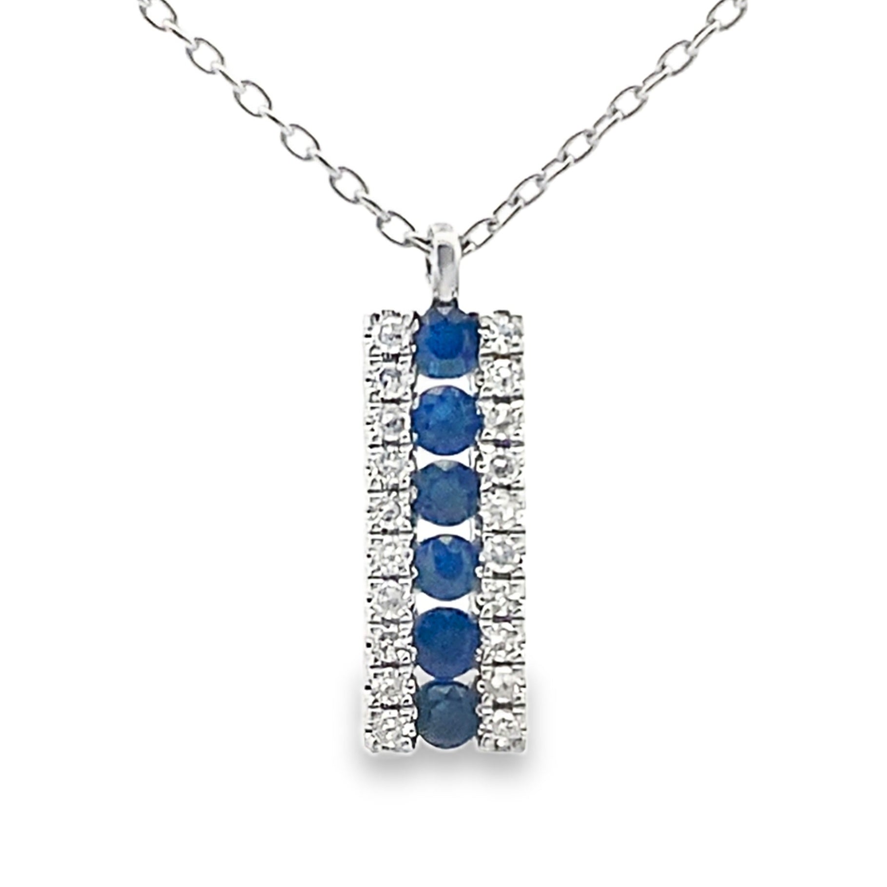 .30ct Sapphire Diamond Fashion Pendants 14KT White Gold