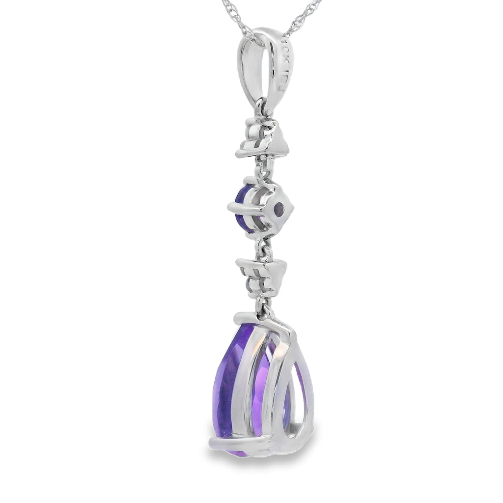 Amethyst Diamond Fashion Pendants 10KT White Gold