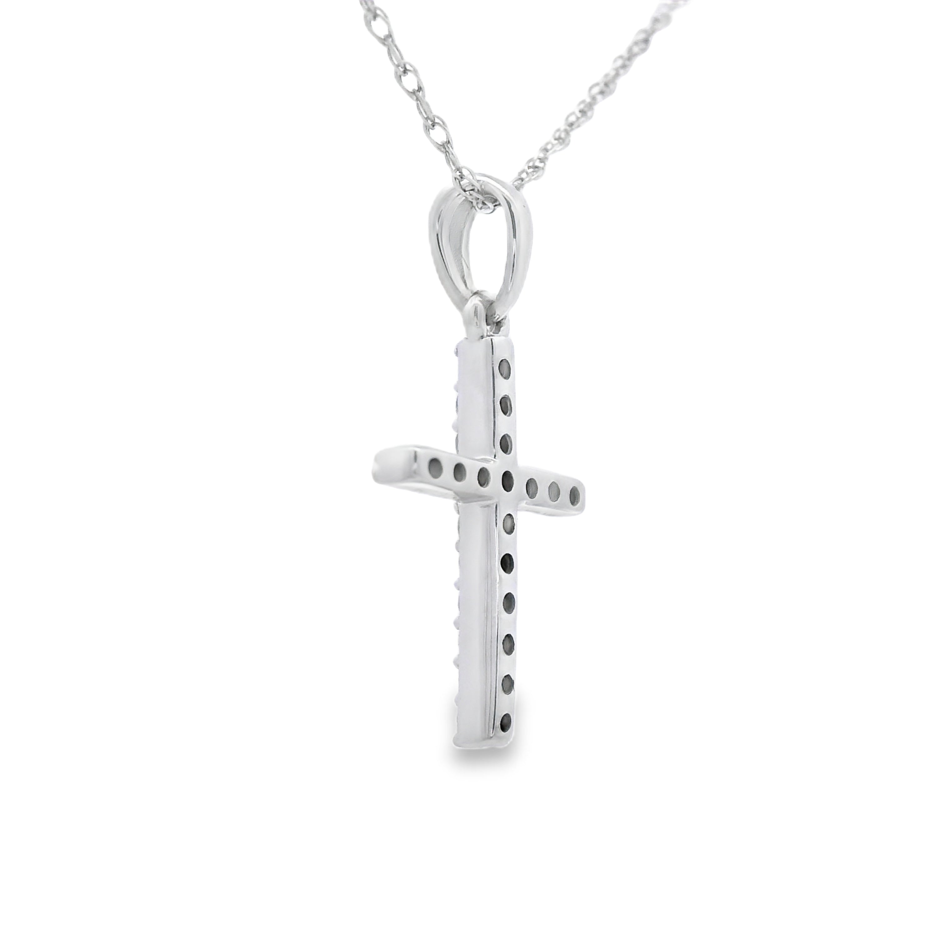 .10ct Diamond Cross Religious Pendant 14KT White Gold