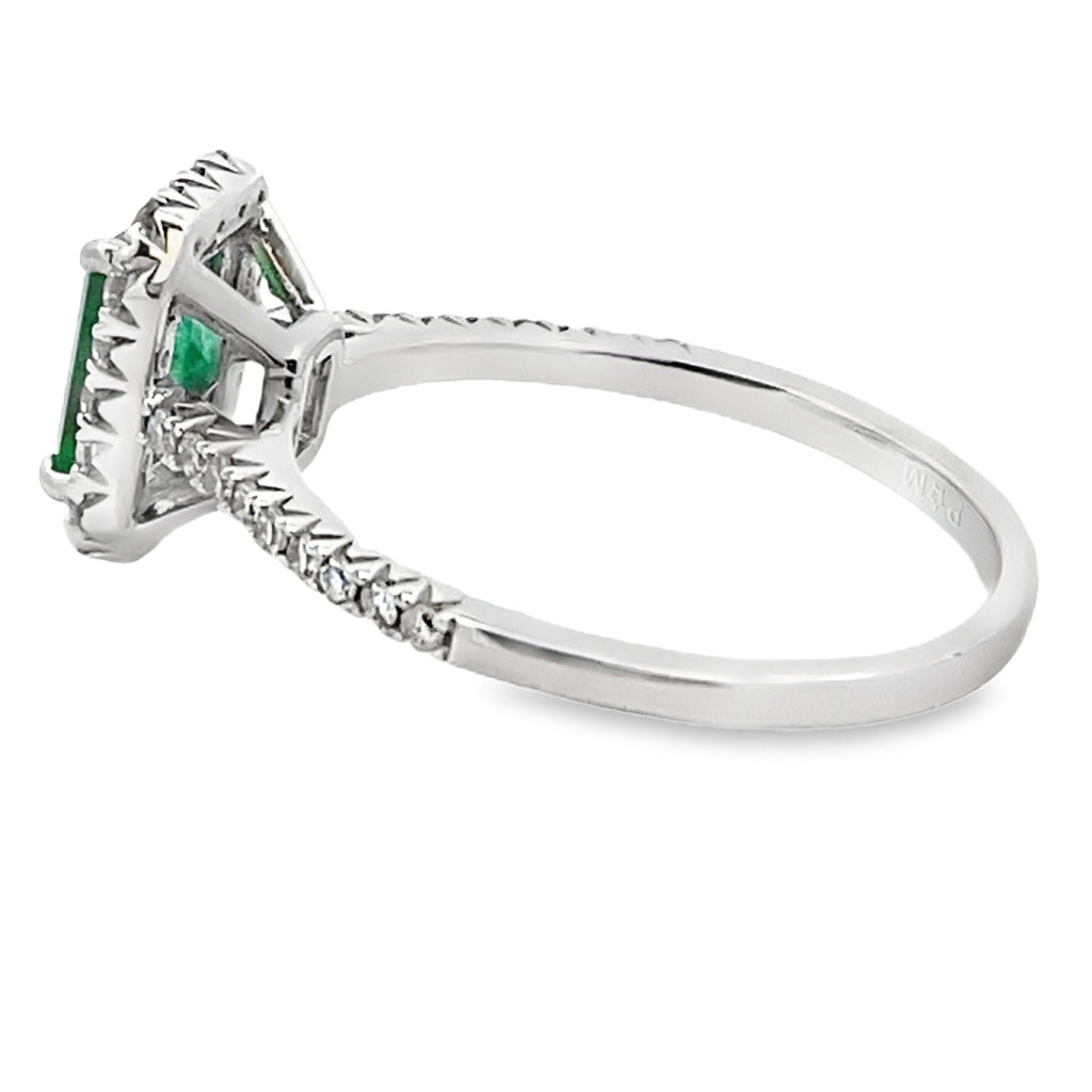Genuine 1.26ct Emerald Diamond Ring 10KT White Gold