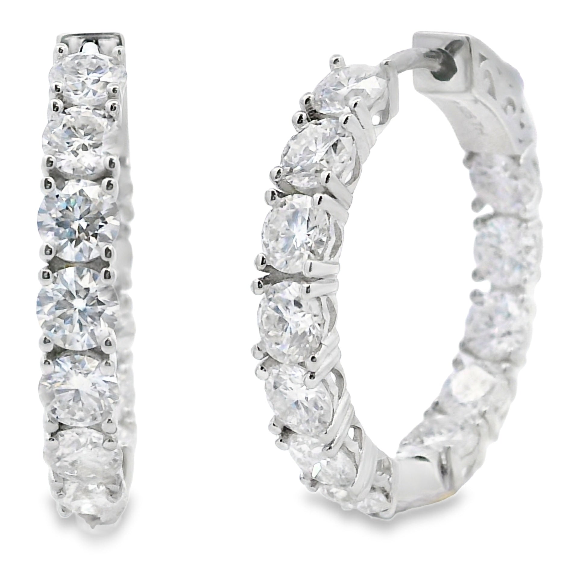 Natural 5.52ct Moissanite Hoop Earrings Sterling Silver