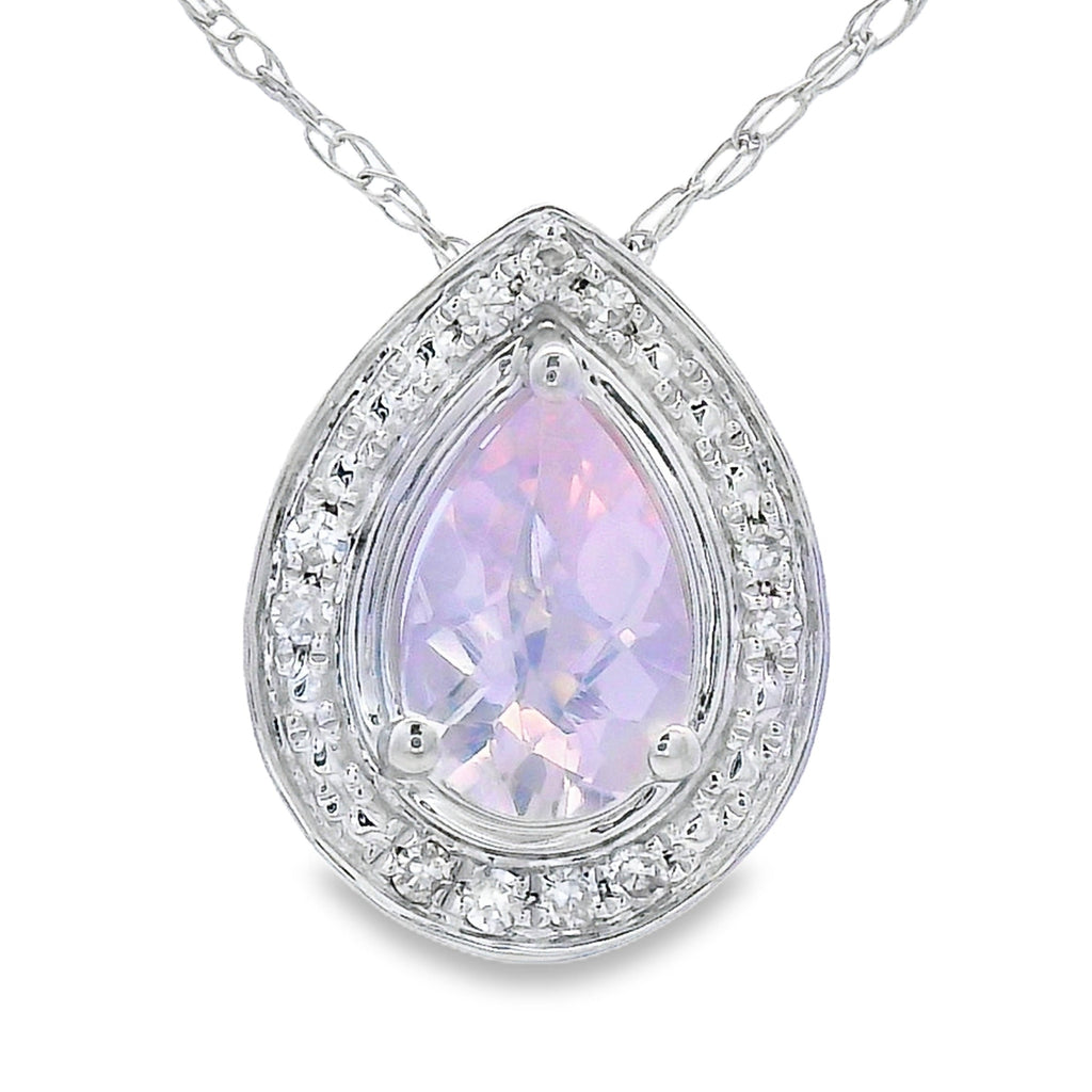 Rose Quartz Diamond Fashion Pendants 10KT White Gold