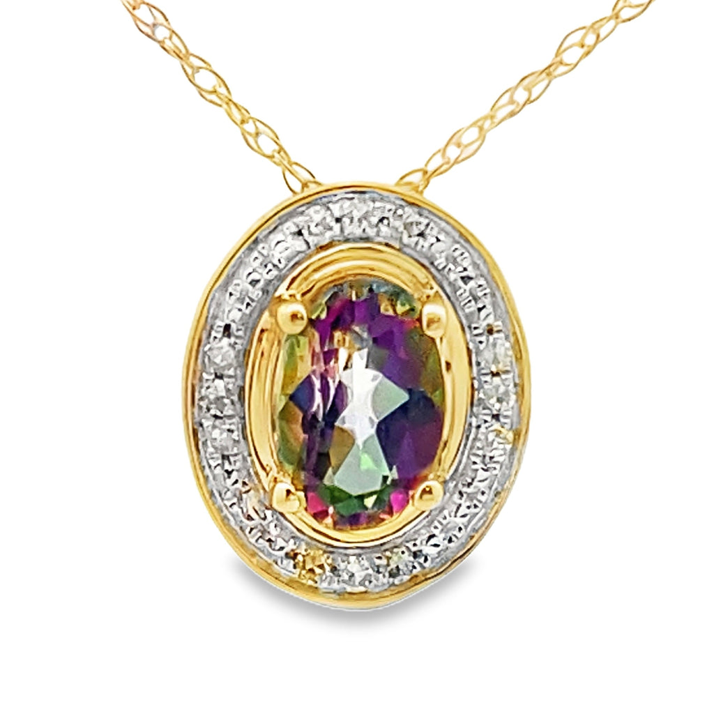 Mystic Fire Topaz Fashion Pendants 10KT Yellow Gold