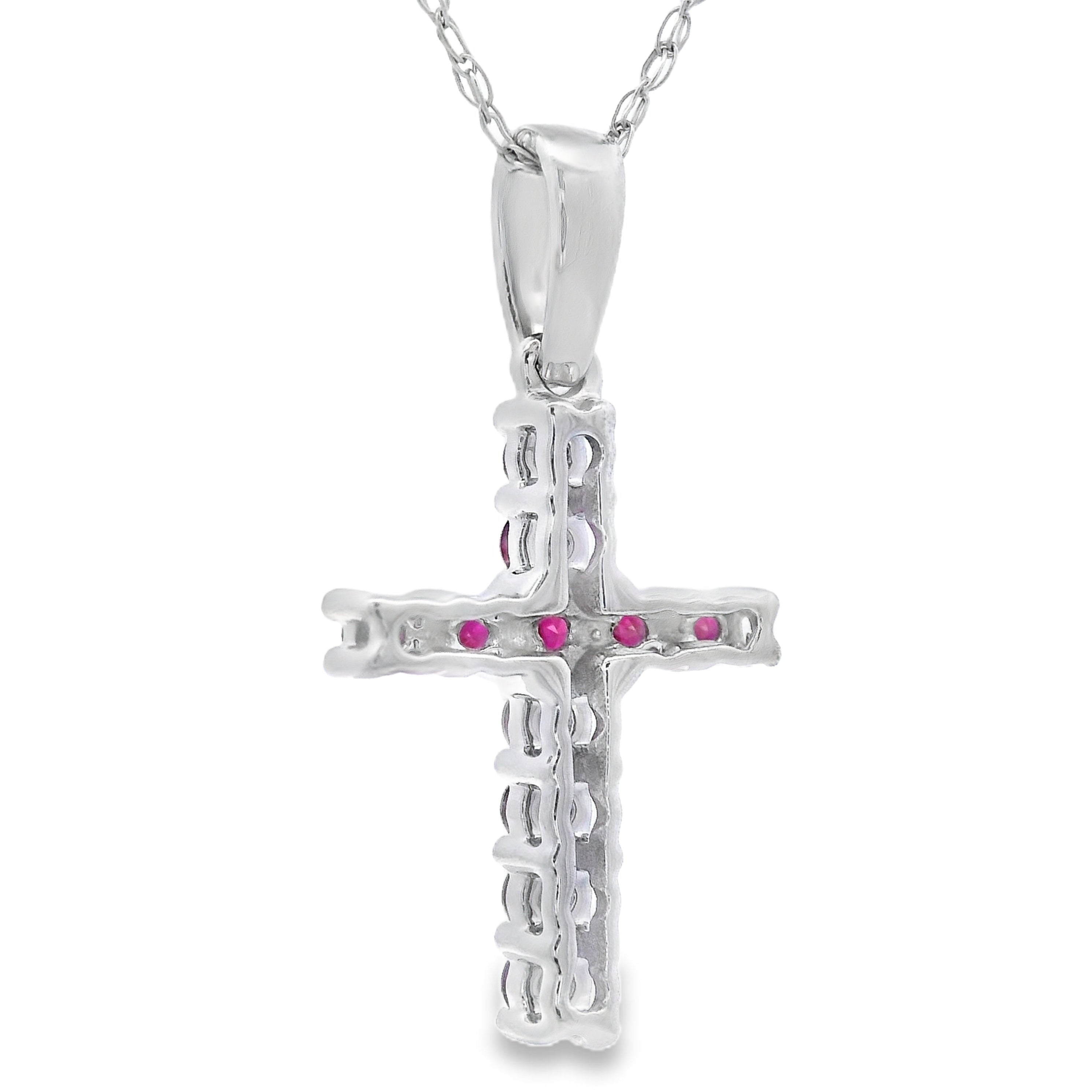 .29ct Ruby Cross Religious Pendant 14KT White Gold