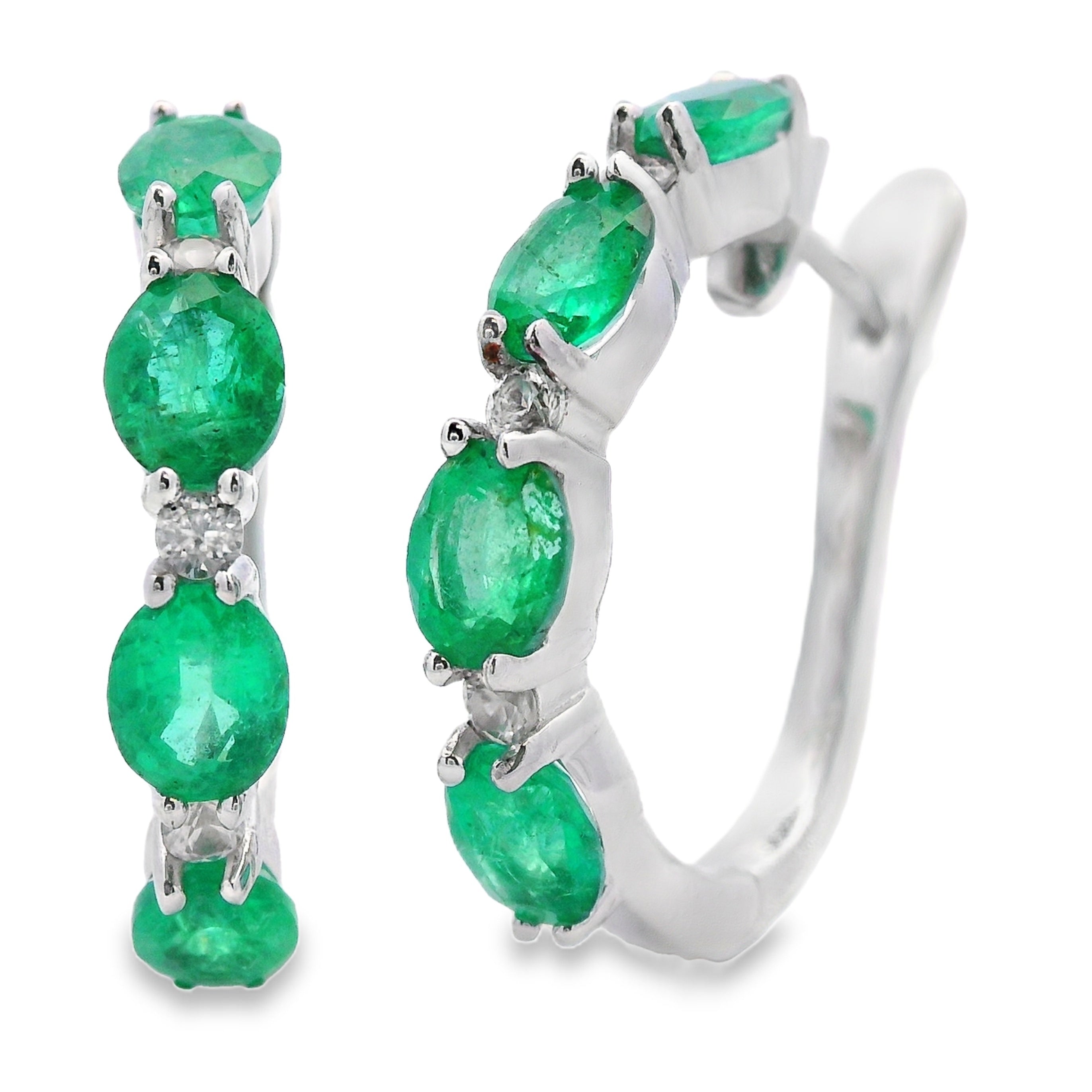 2.95ct Emerald Zircon Hoop Earrings Sterling Silver