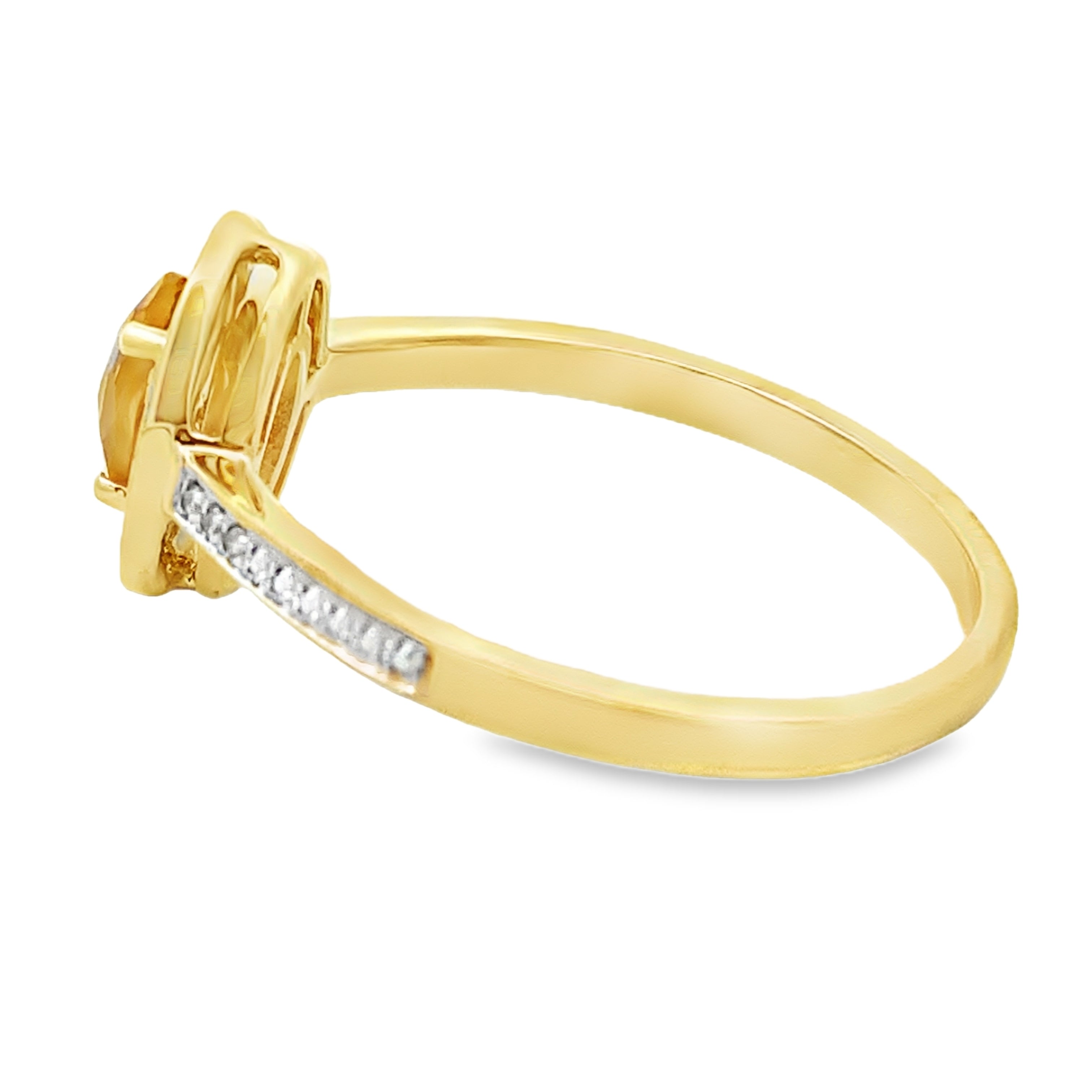 Natural .51ct Citrine Diamond Ring 10KT Yellow Gold