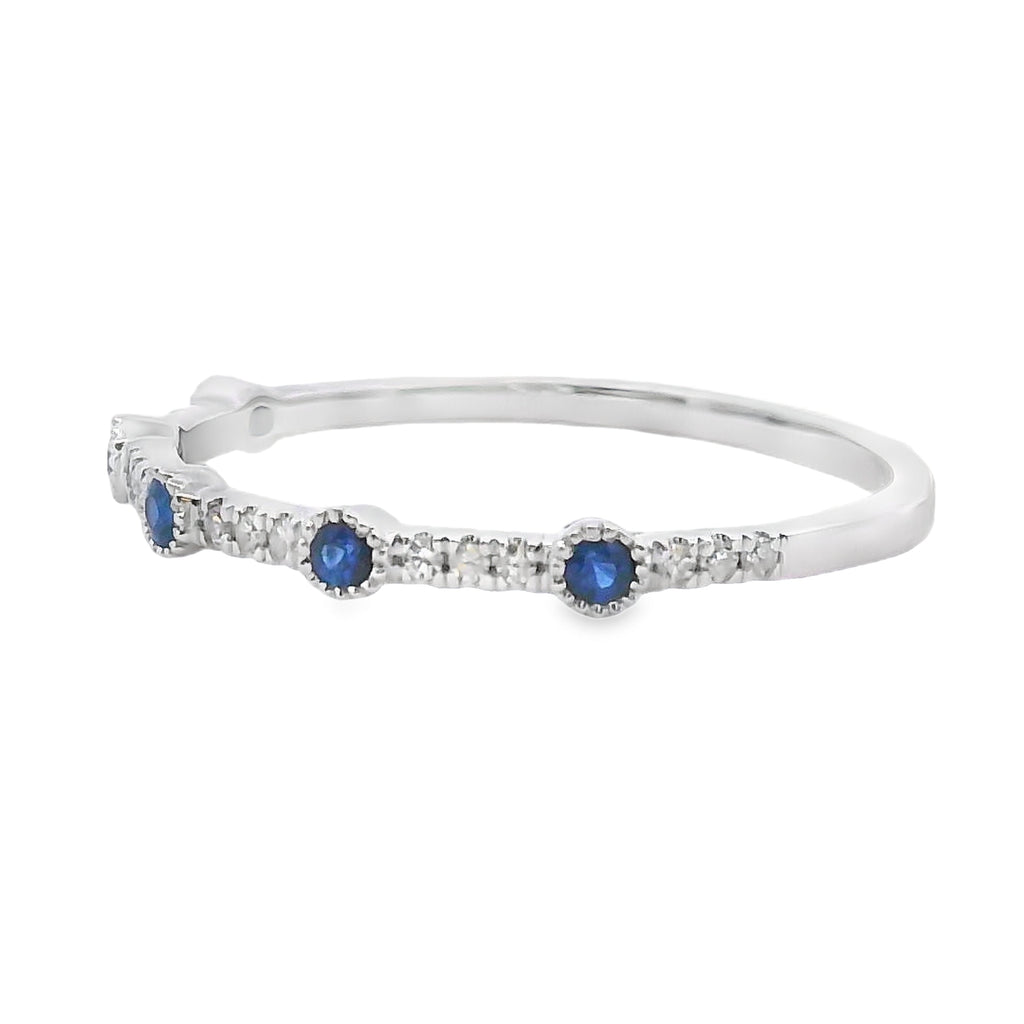 Sapphire Diamond stackable band set 14KT White Gold