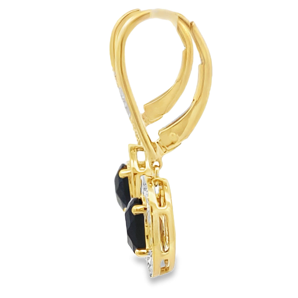 1.05ct Onyx Diamond Dangle Earrings 10KT Yellow Gold
