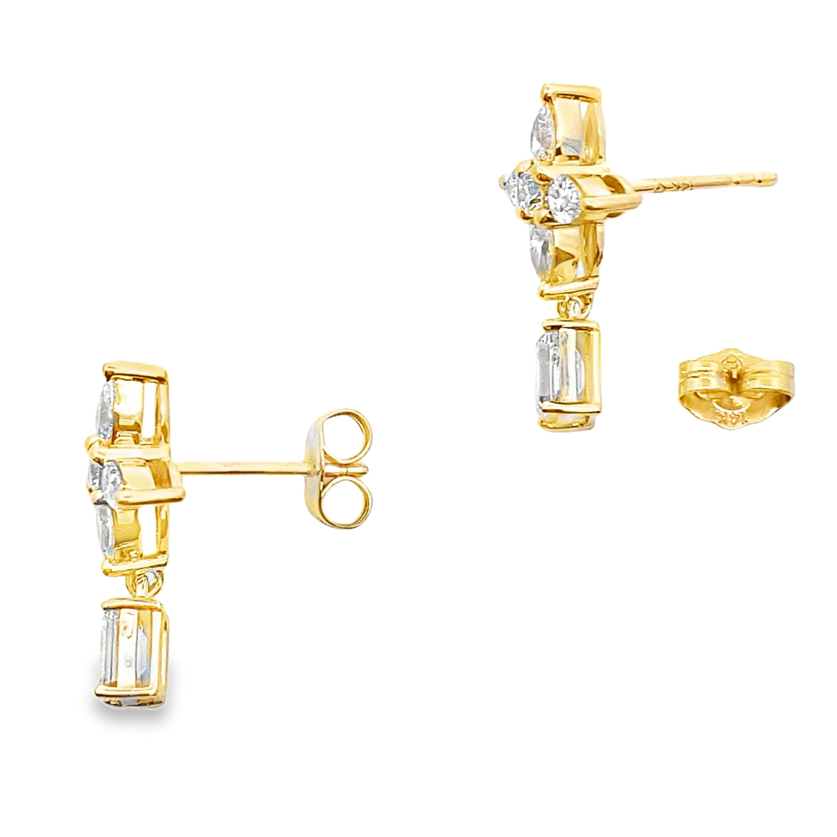 Lab Grown Diamond Dangle Earrings 14KT Yellow Gold