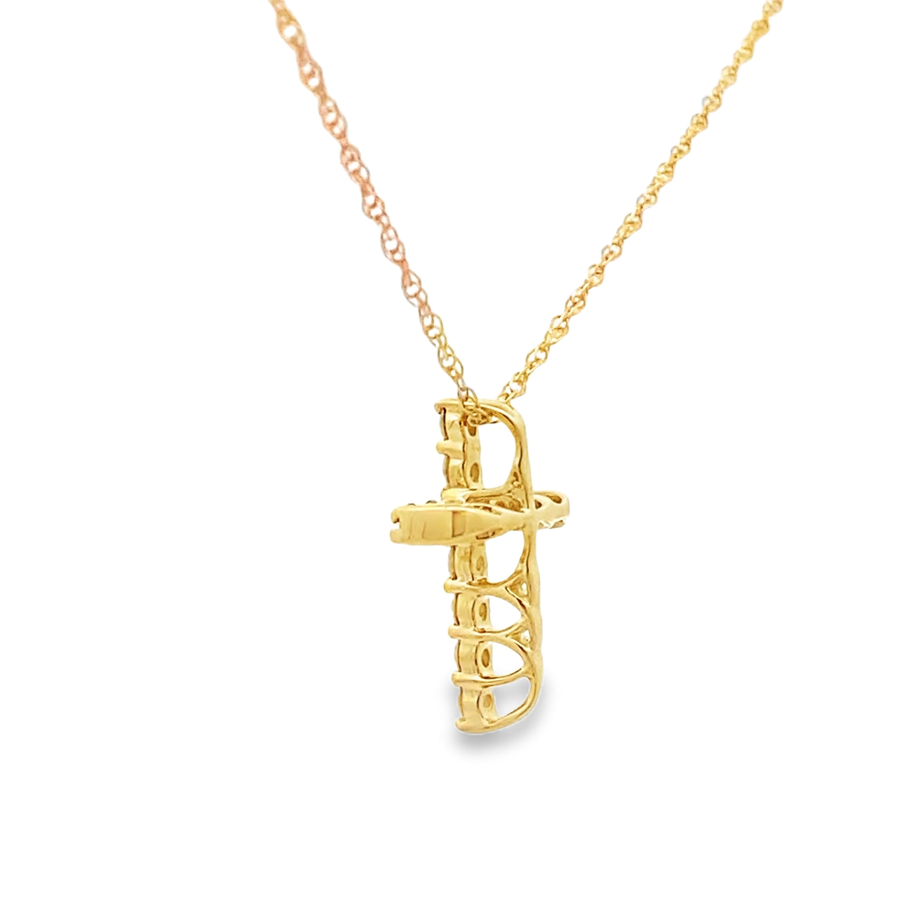 .15ct Diamond Cross Religious Pendant 14KT Yellow Gold