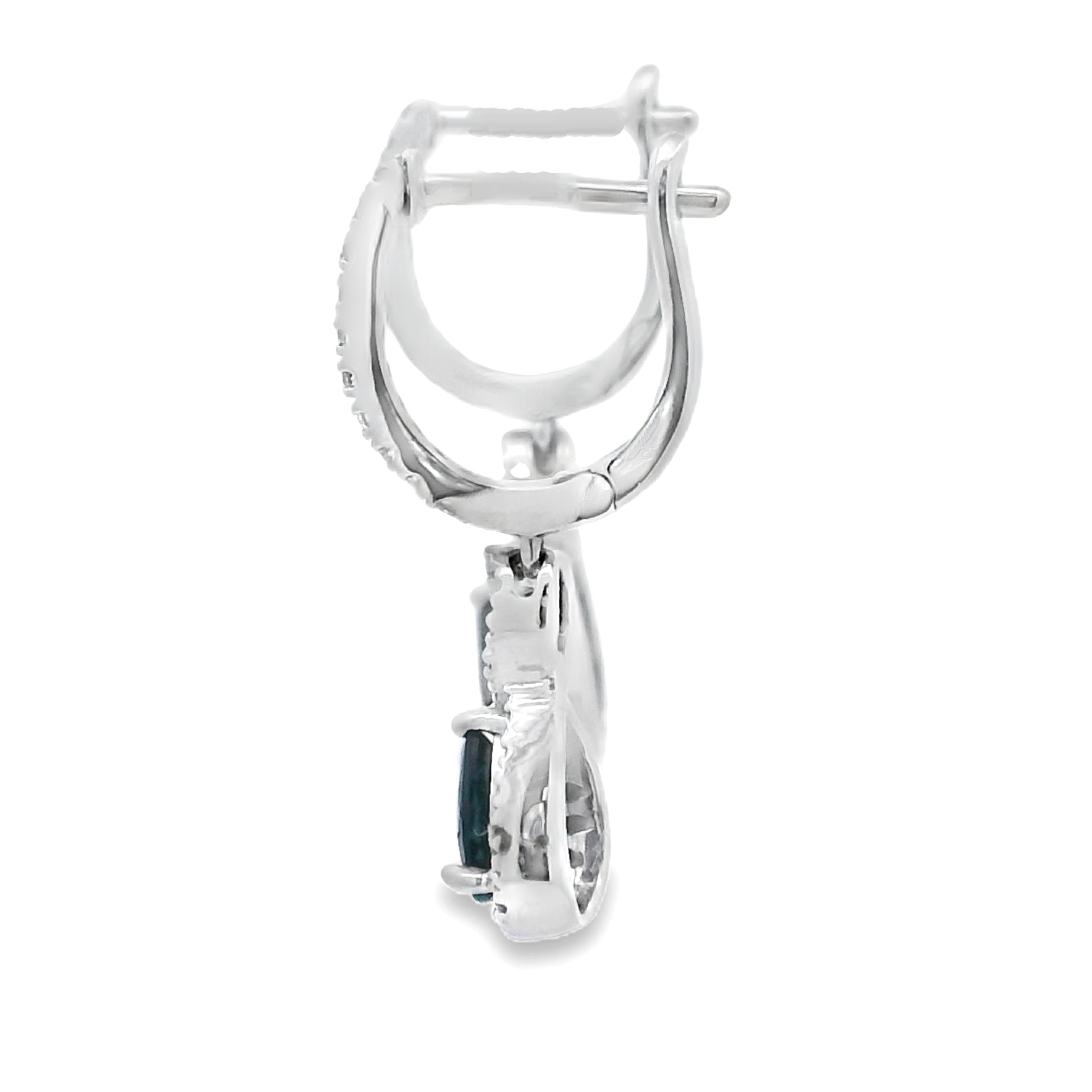 .80ct Sapphire Diamond Dangle Earrings 10KT White Gold