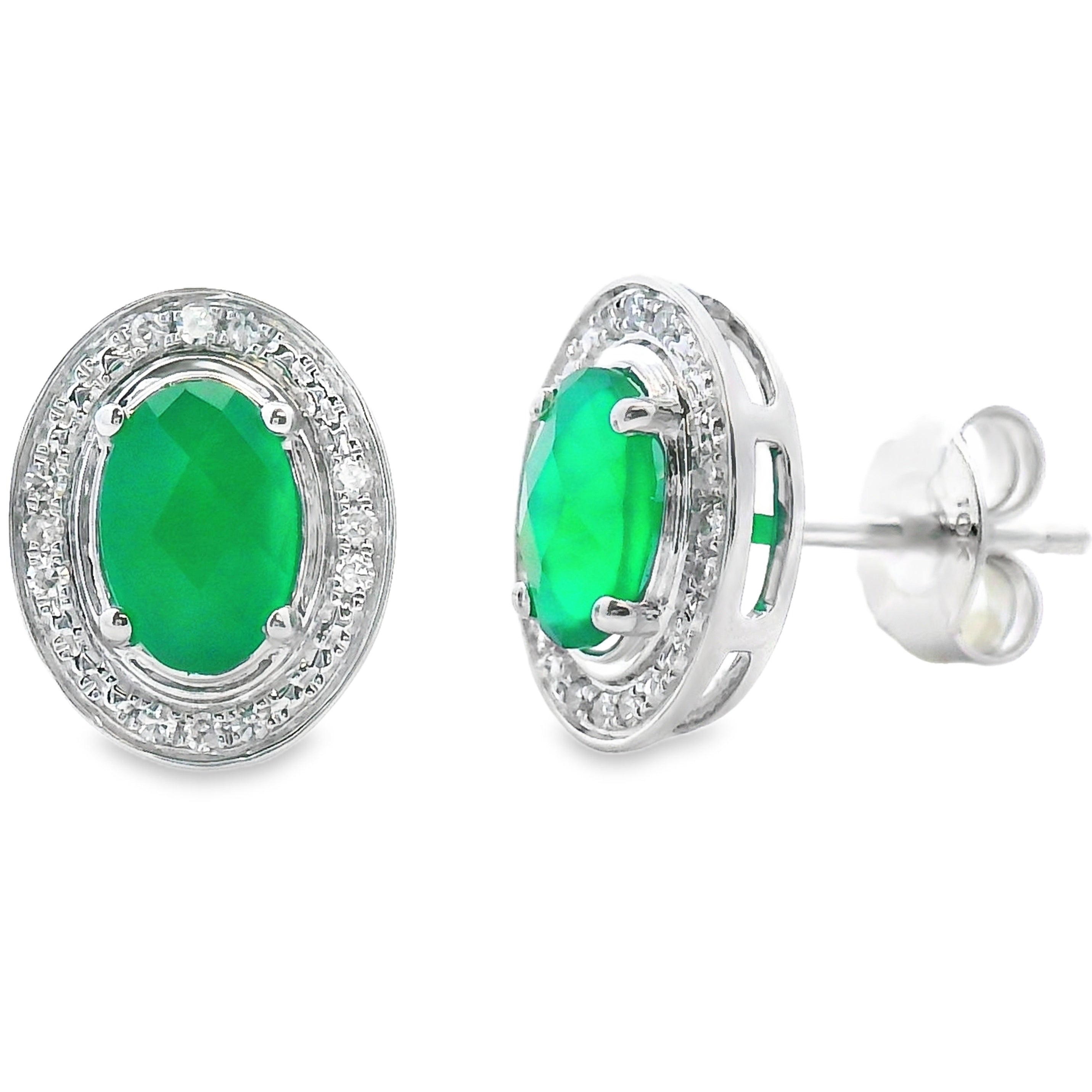 1.12ct Chalcedony Diamond Earrings 10KT White Gold